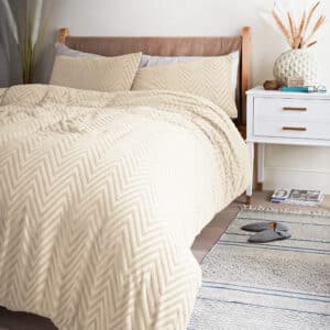 Cosmo Living Ivory Tufted Chevron Duvet Set