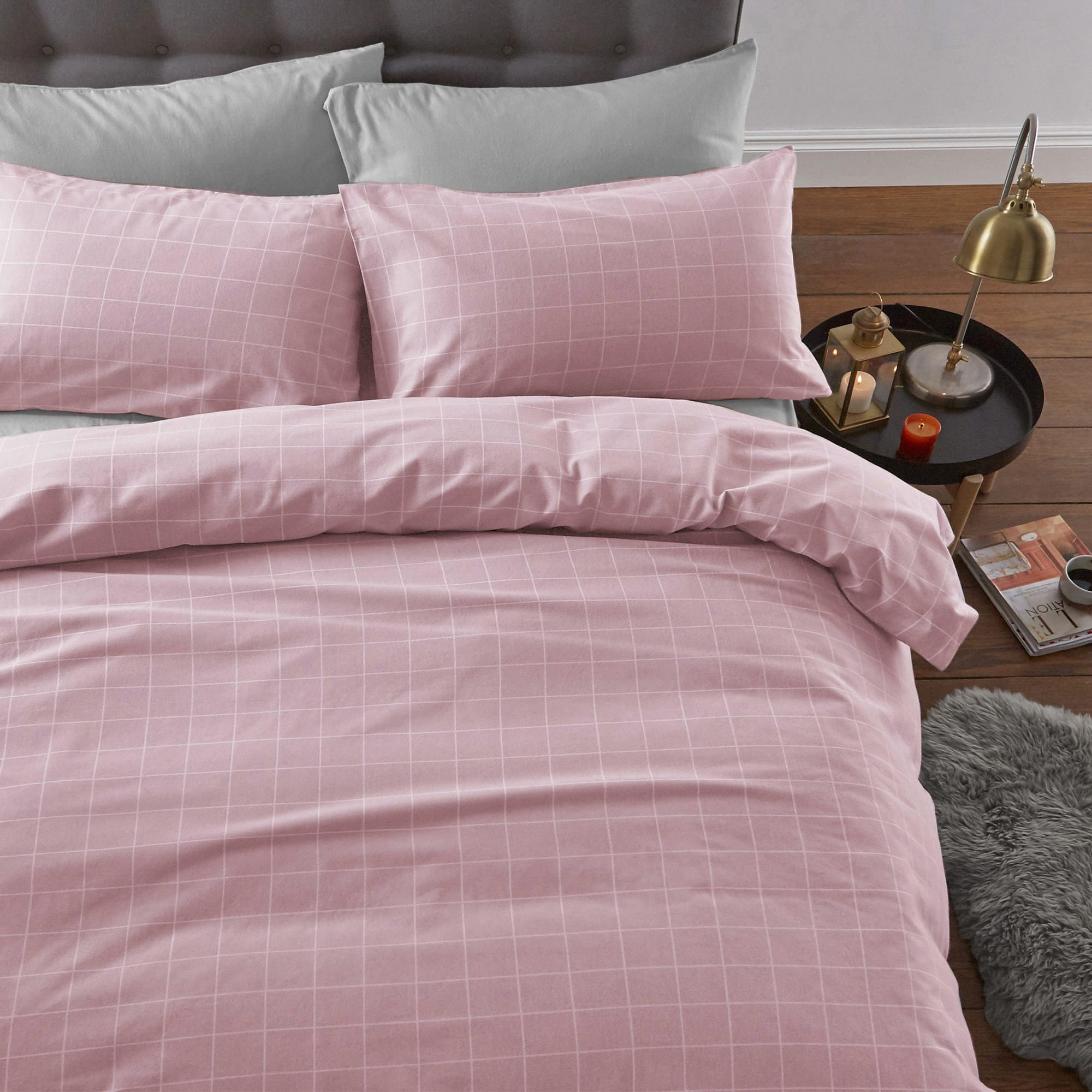 Silentnight Brushed Check Brush Duvet Set-image-491433GE