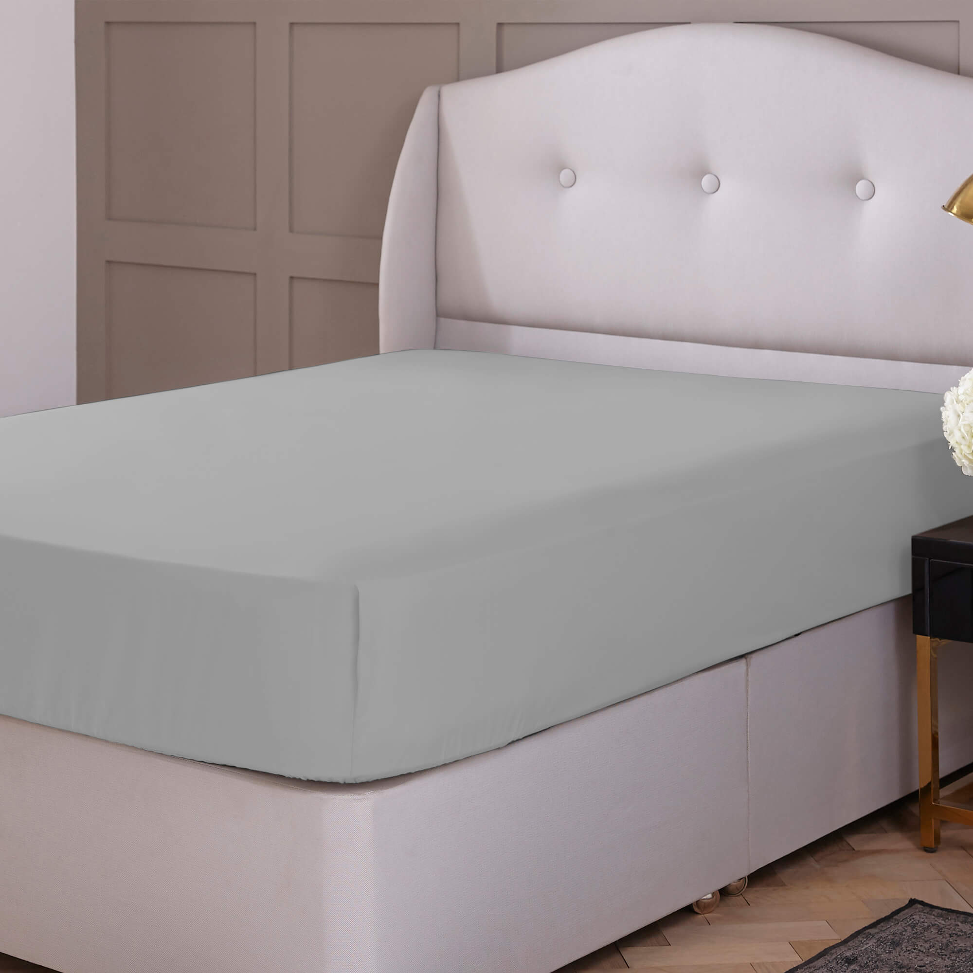 Silentnight Pure Cotton Extra Deep Fitted Sheet - Silver-image-541121GE