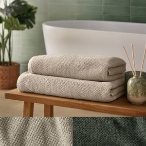 Silentnight Popcorn Waffle Bath Towels 2 Pack