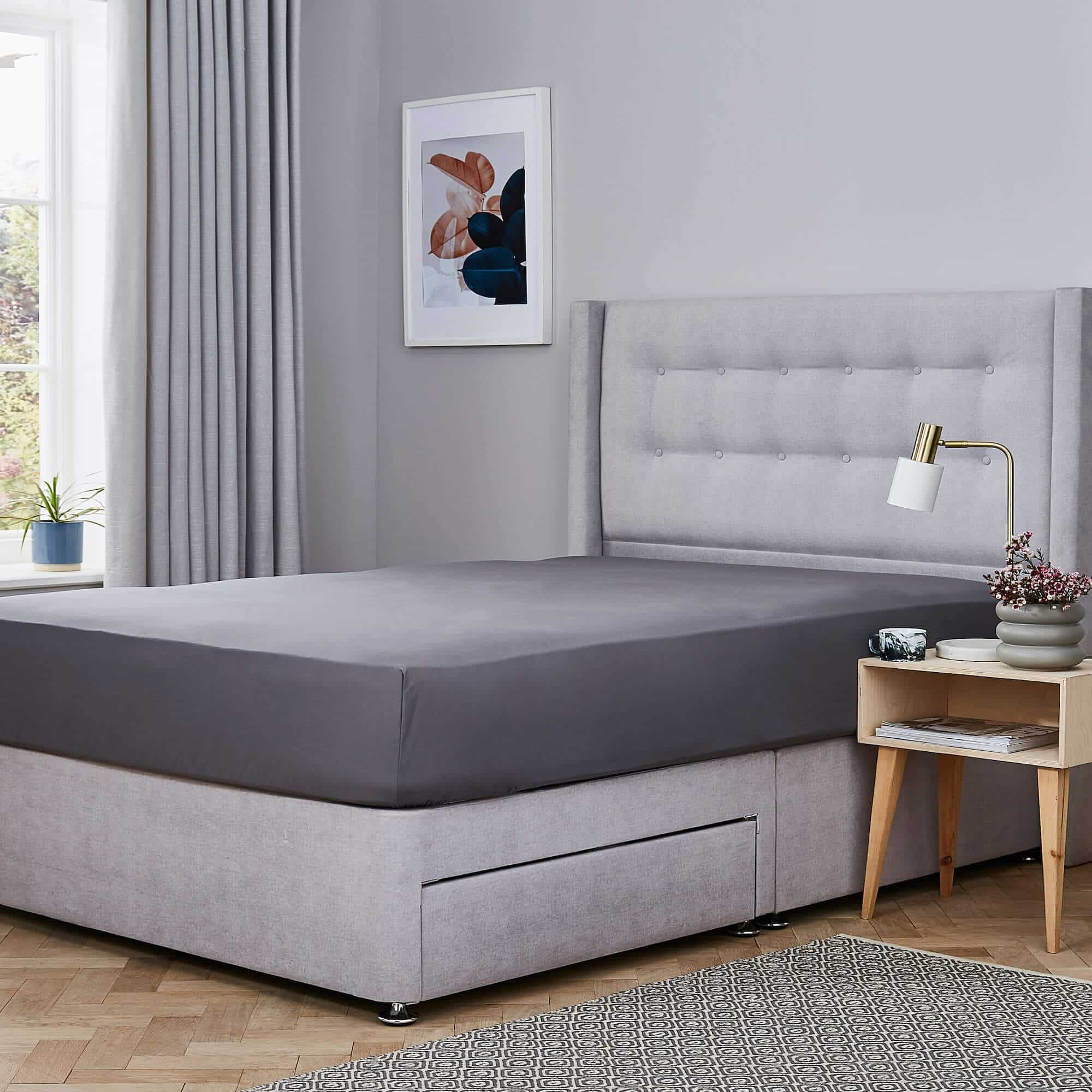 Silentnight Cotton Rich Fitted Sheets - Charcoal-image-493338GE