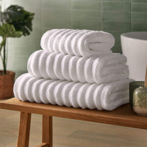 Silentnight Ribbed Cotton Towels | White- 6 Pack
