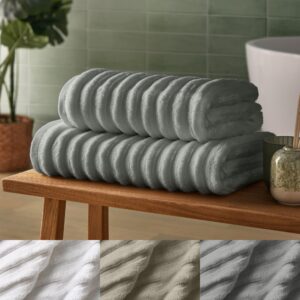 Silentnight Ribbed Cotton Bath Towels 2 Pack