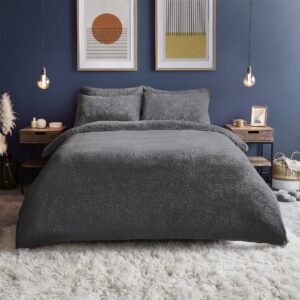 Silentnight Cosy Teddy Fleece Duvet Set - Charcoal
