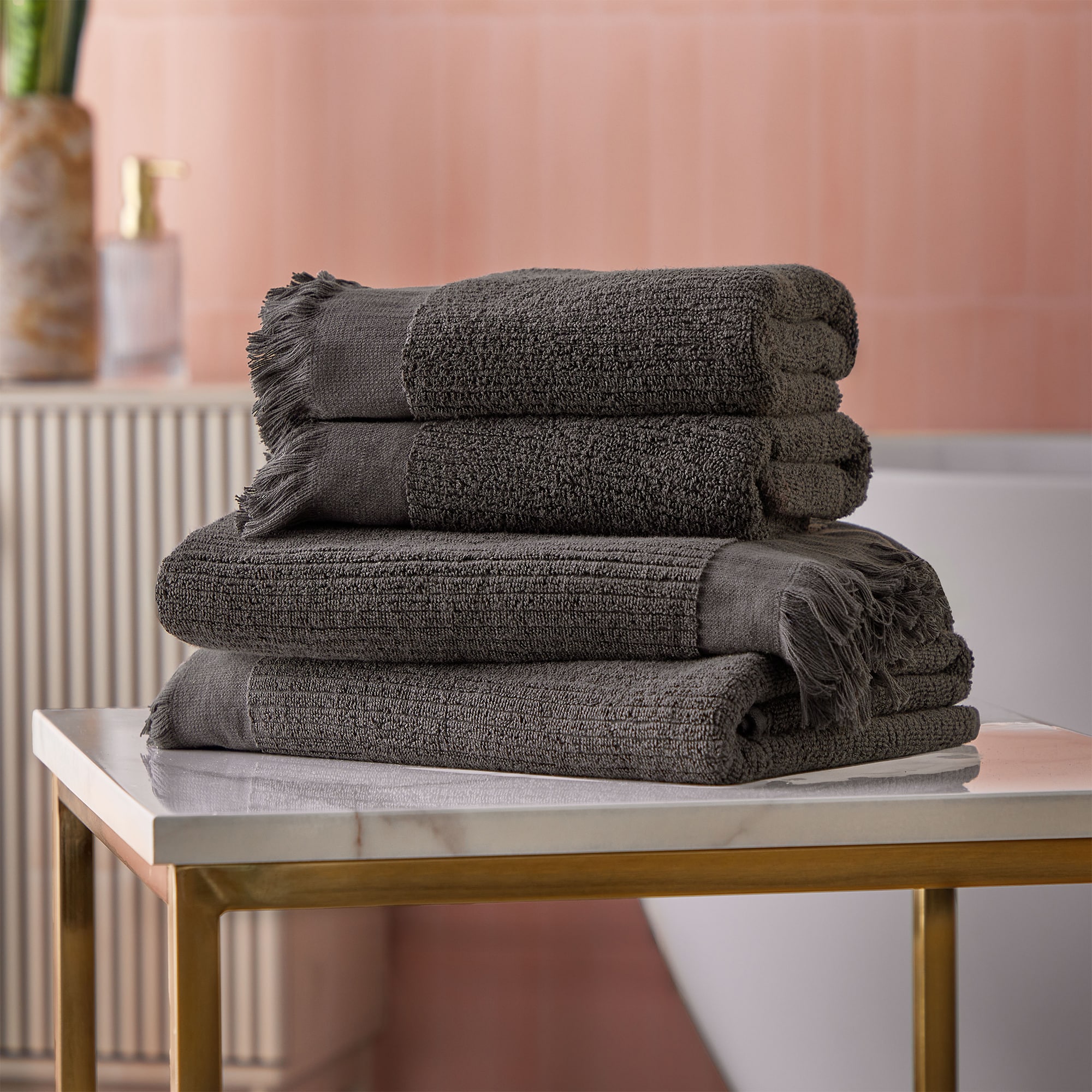 Cosmo Living Textured Towels | Charcoal - 4 Pack-image-190011002