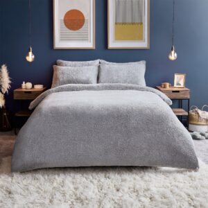 Silentnight Silver Teddy Fleece Duvet Set