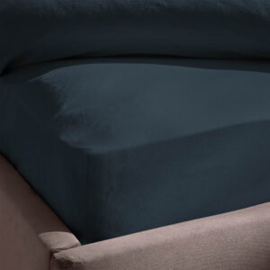 Silentnight Washed Cotton Rich Fitted Sheet - Indigo