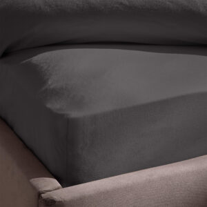 Silentnight Washed Cotton Rich Fitted Sheet - Charcoal