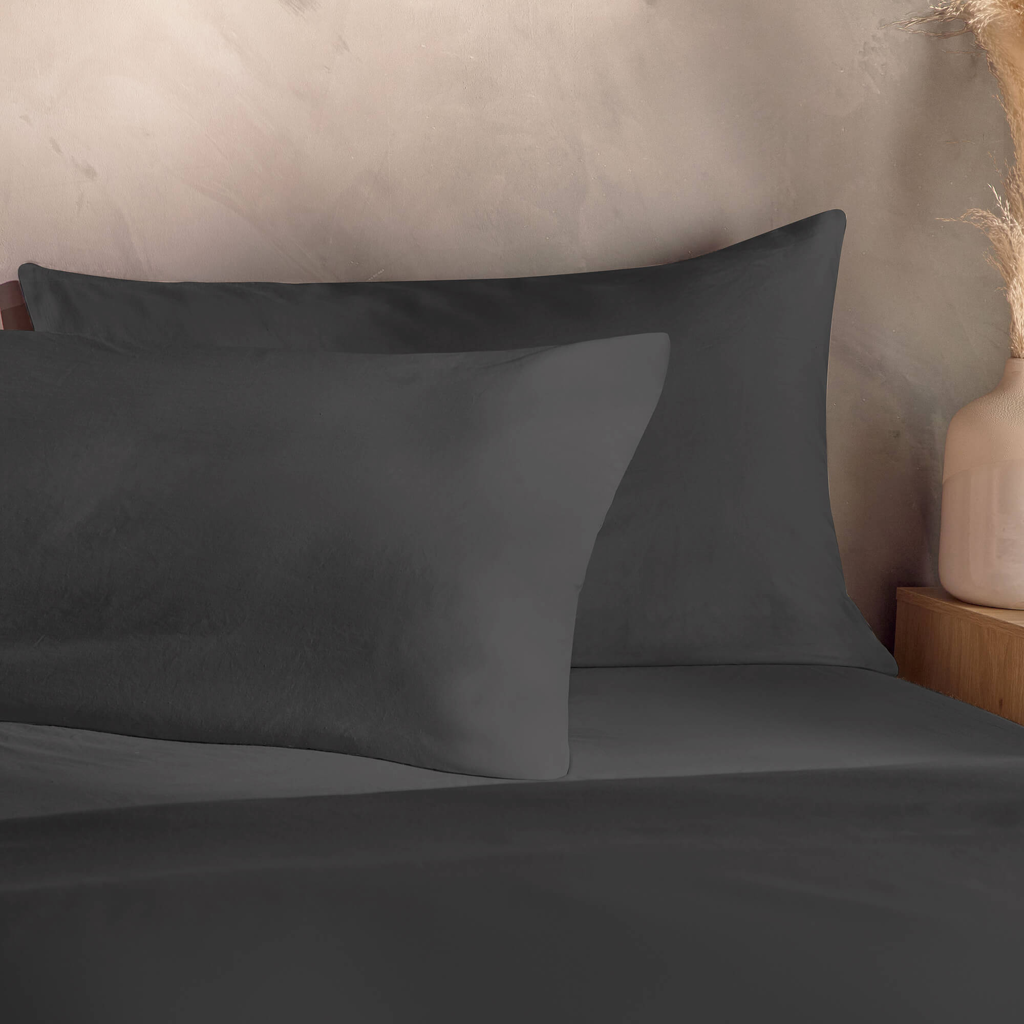 Silentnight Washed Cotton Rich Charcoal Pillowcase Pair-image-594523GE
