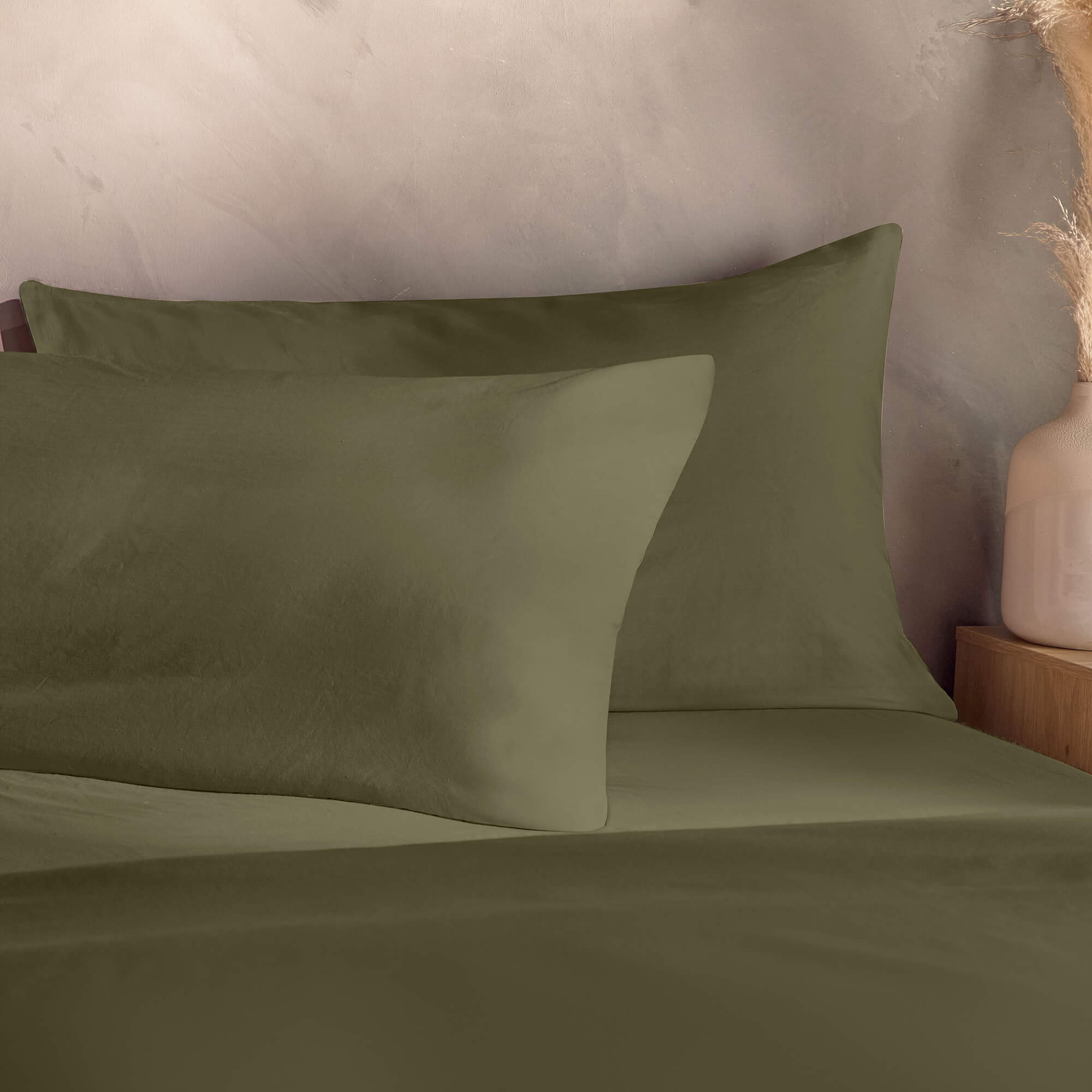 Silentnight Washed Cotton Rich Sage Pillowcase Pair-image-592710GE