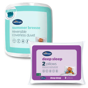 Silentnight Coverless 2.5 Tog Duvet & Deep Sleep Pillow Pair Bundle - Cream/Taupe