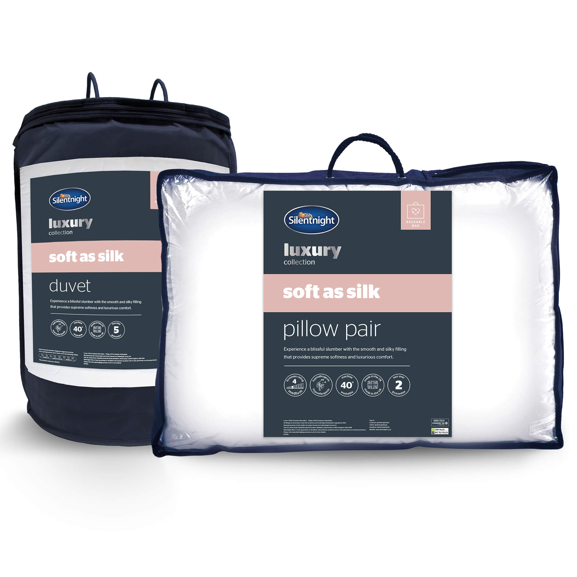 Silentnight Soft As Silk 10.5 Tog Duvet &amp; Pillow Pair Bundle-image-9900470403