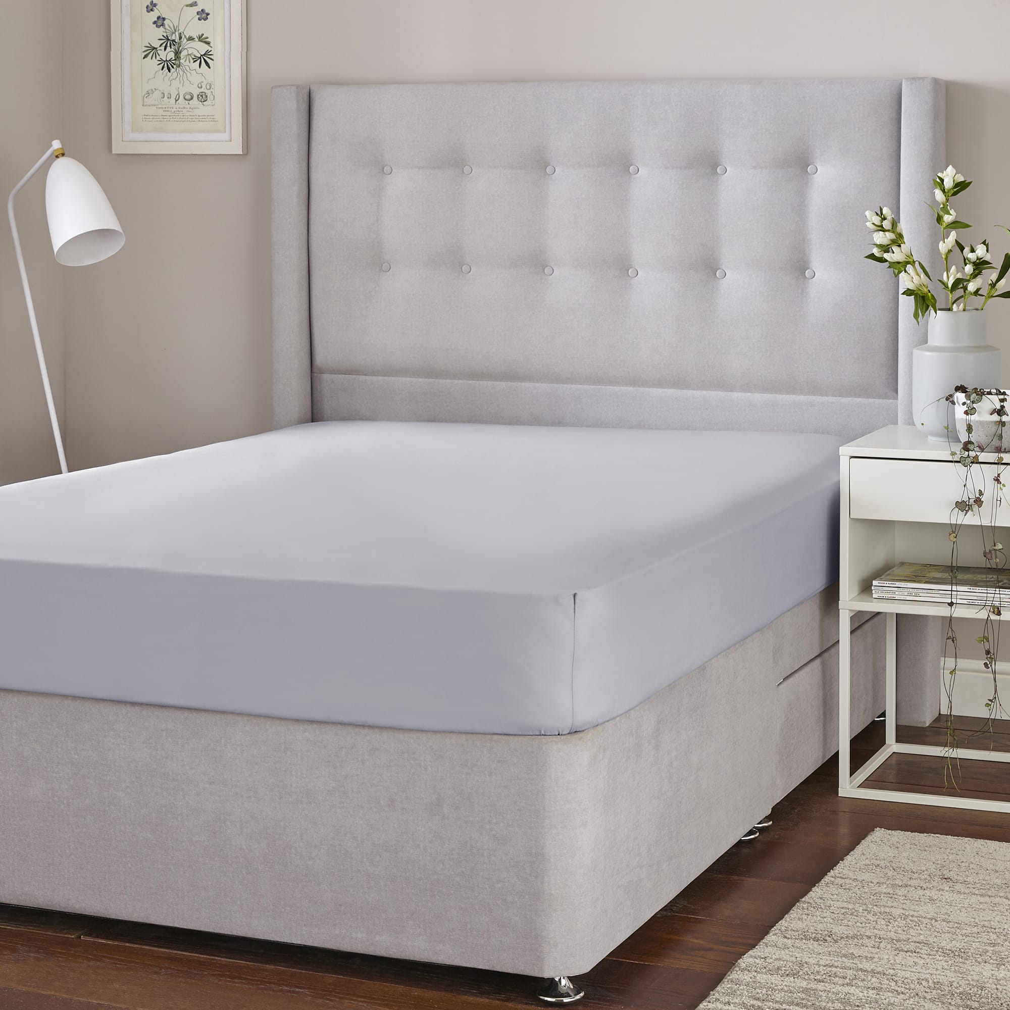 Silentnight Cotton Rich Fitted Sheet - Light Grey-image-543507GE