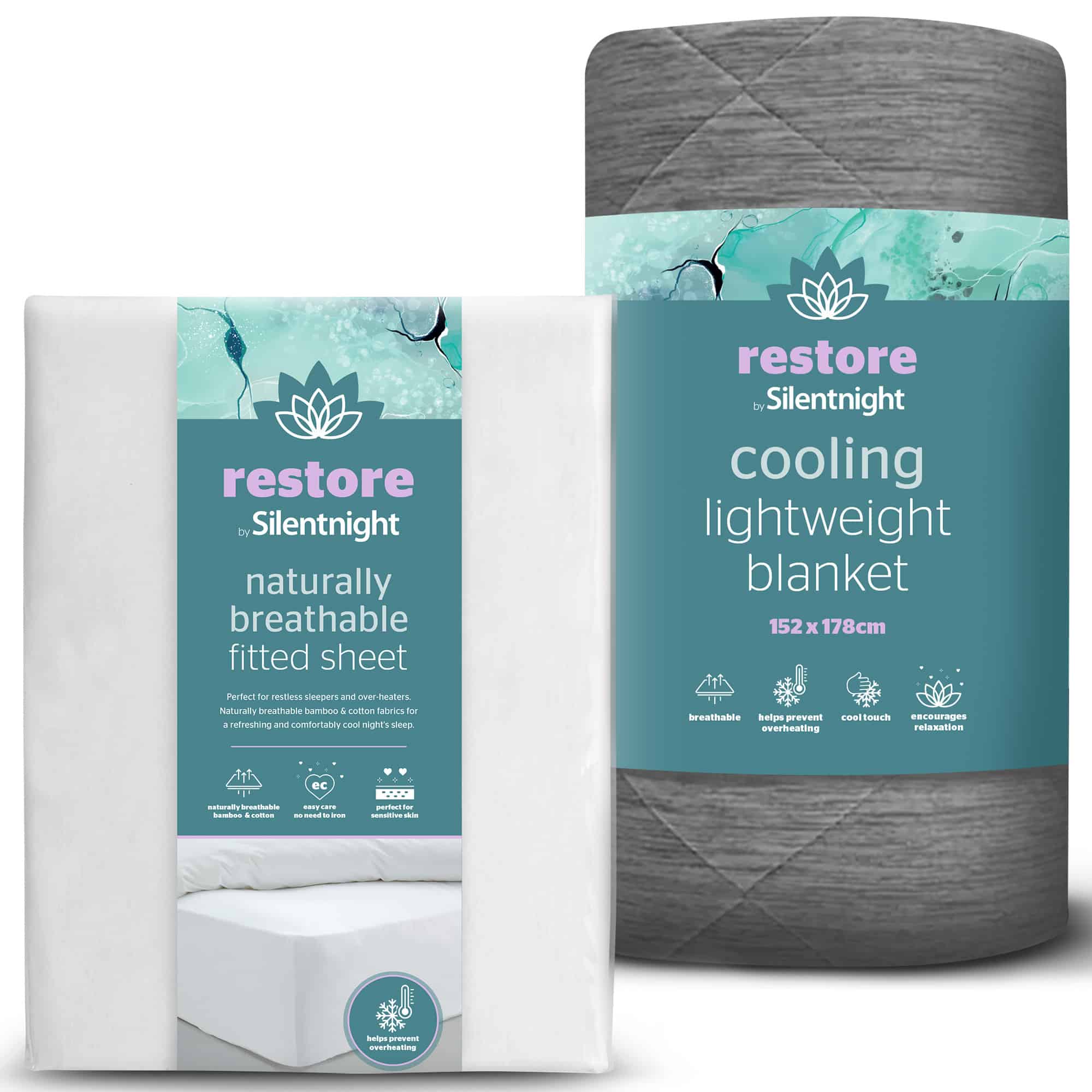 Silentnight Restore Cooling Throw &amp; Fitted Sheet