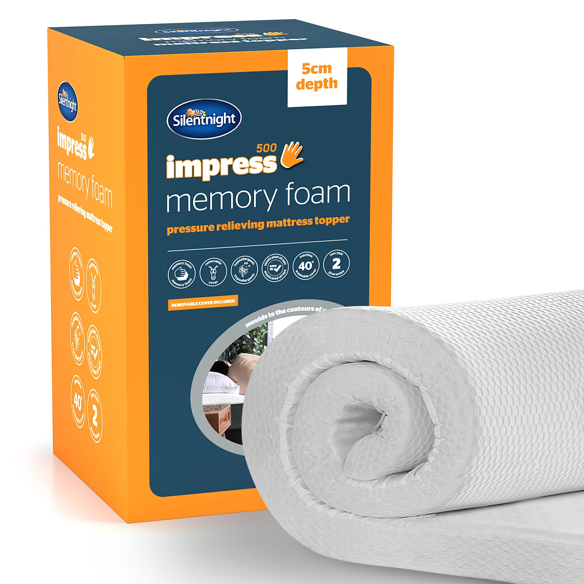Silentnight Impress Memory Foam Mattress Topper - 5cm-image-549516GE