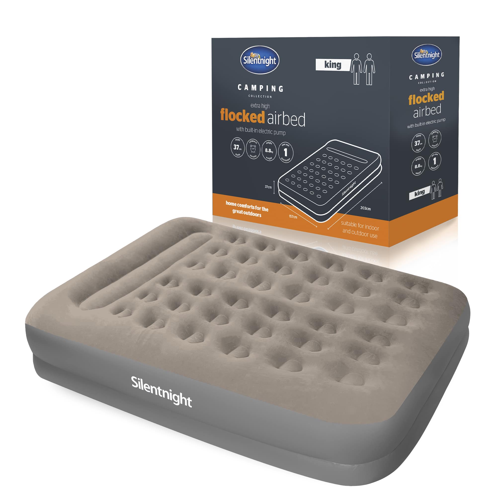 Silentnight Camping Collection Flocked Airbed with Built-in Electric Pump-image-591645GE