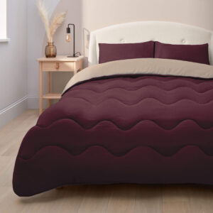 Silentnight | Coverless Duvet & Pillowcase Set, Seersucker - Berry/Cream