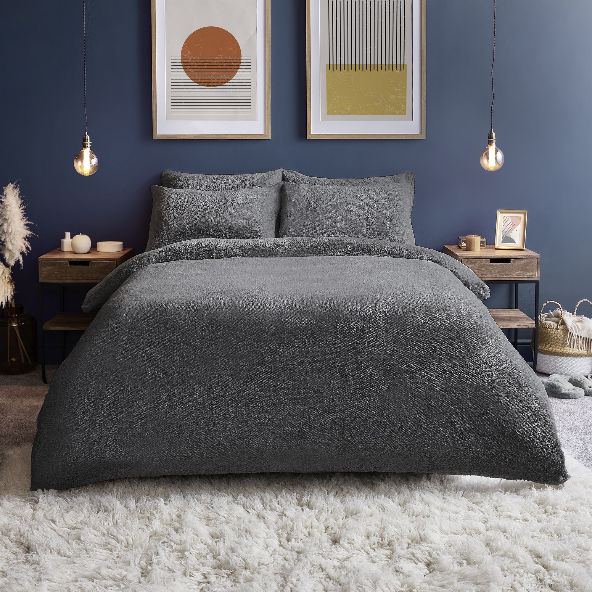 Silentnight Cosy Teddy Fleece Duvet Set - Charcoal-image-545051GE