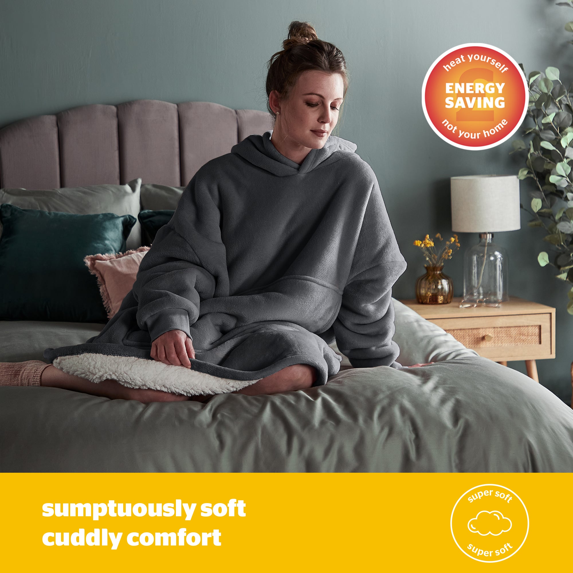 Silentnight Snugsie Oversized Hoodie - Blush, Charcoal and Navy-image-573085GE