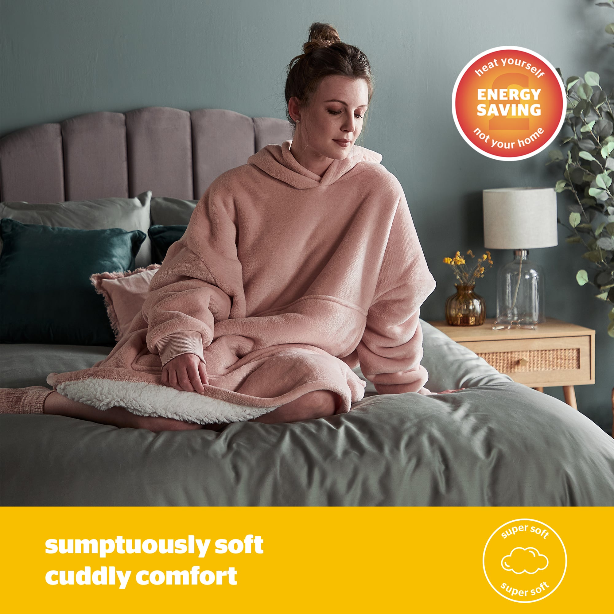 Silentnight Snugsie Oversized Hoodie - Blush, Charcoal and Navy-image-573108GE