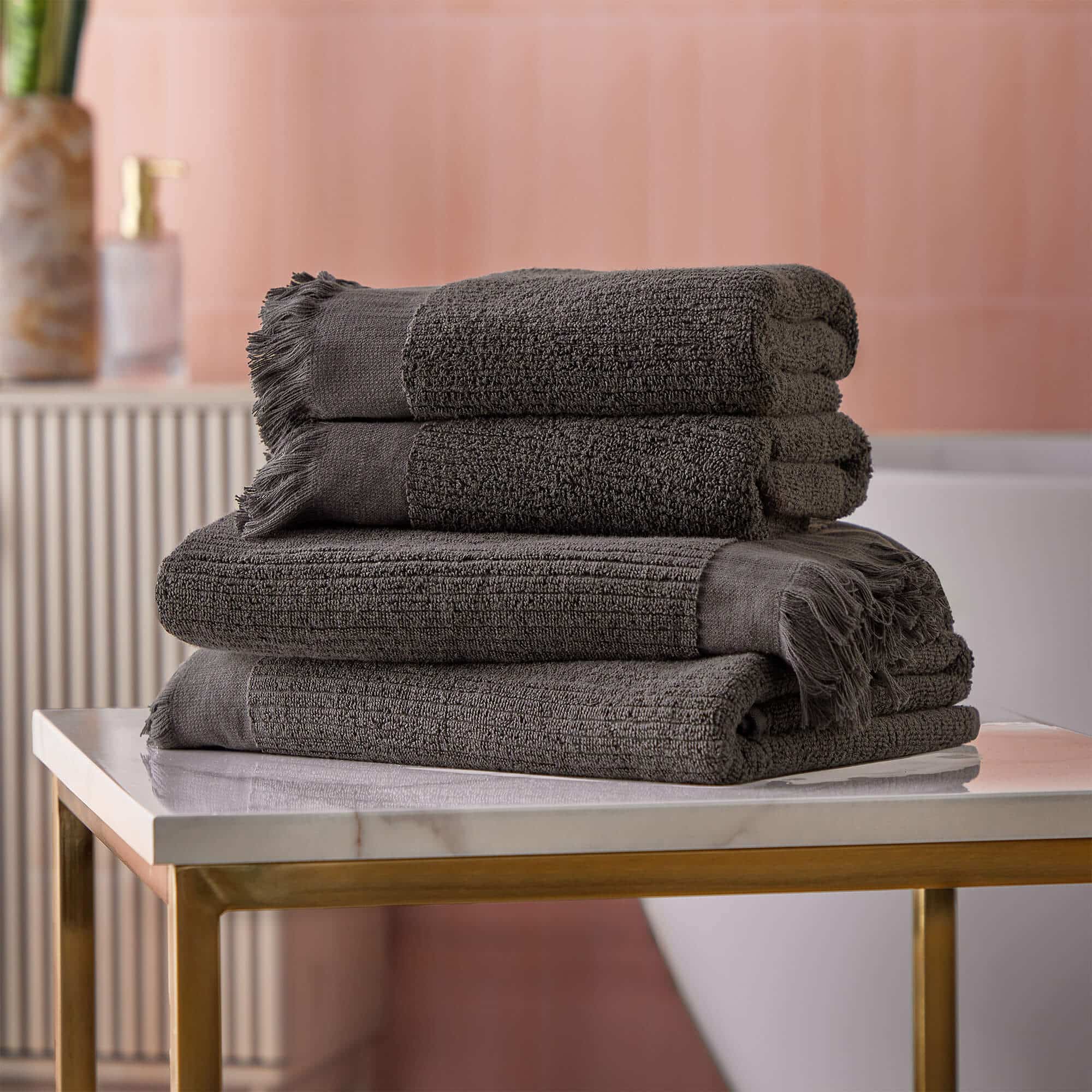 Cosmo Living Textured Cotton Towels - Charcoal-image-190011-C