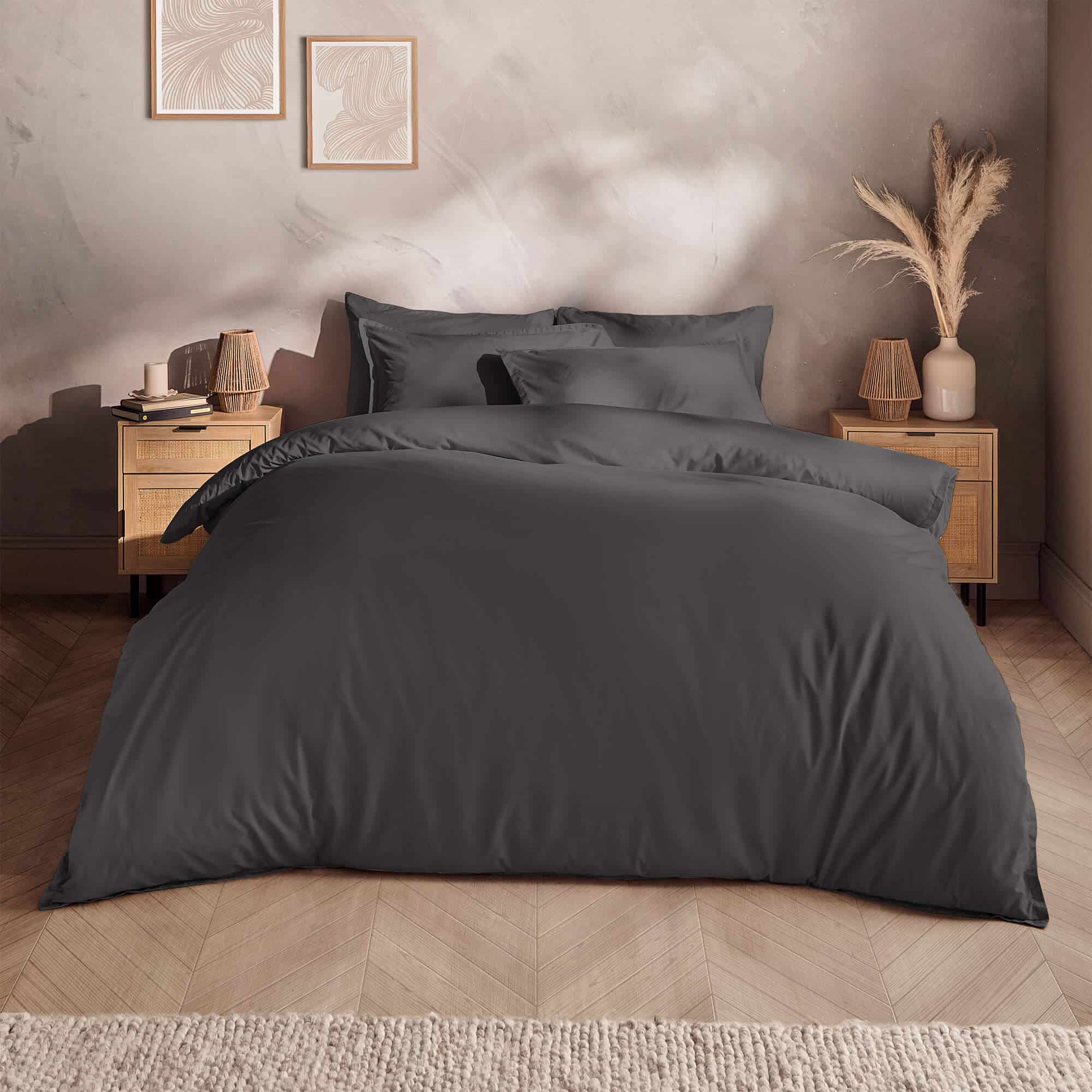 Silentnight Washed Cotton Rich Charcoal Duvet Set-image-594448GE