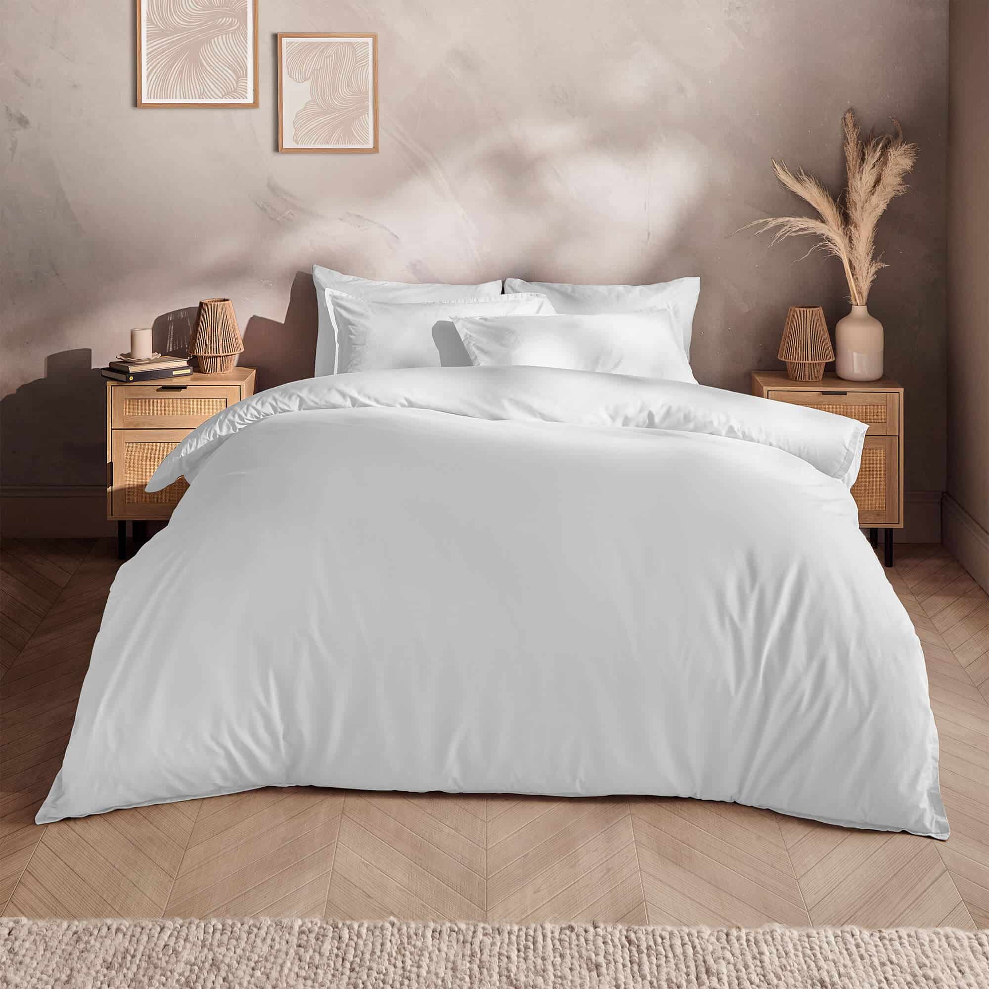 Silentnight Washed Cotton Rich White Duvet Set-image-594417GE