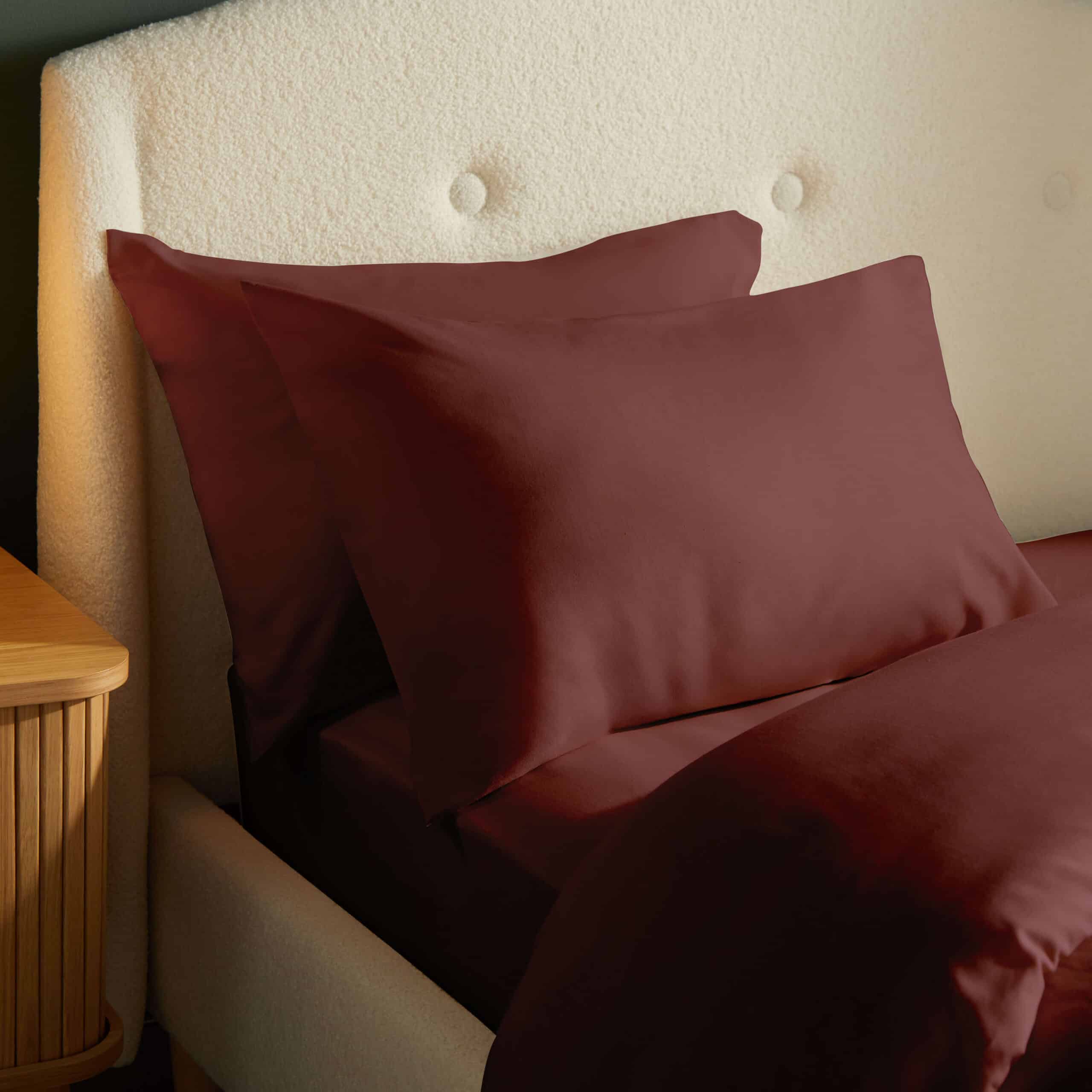 Silentnight Brushed Cotton Pillowcase Pair - Burgundy-image-603171GE