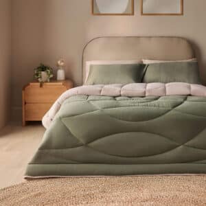 Silentnight | Coverless Duvet & Pillowcase Set, Washed - Green/Natural