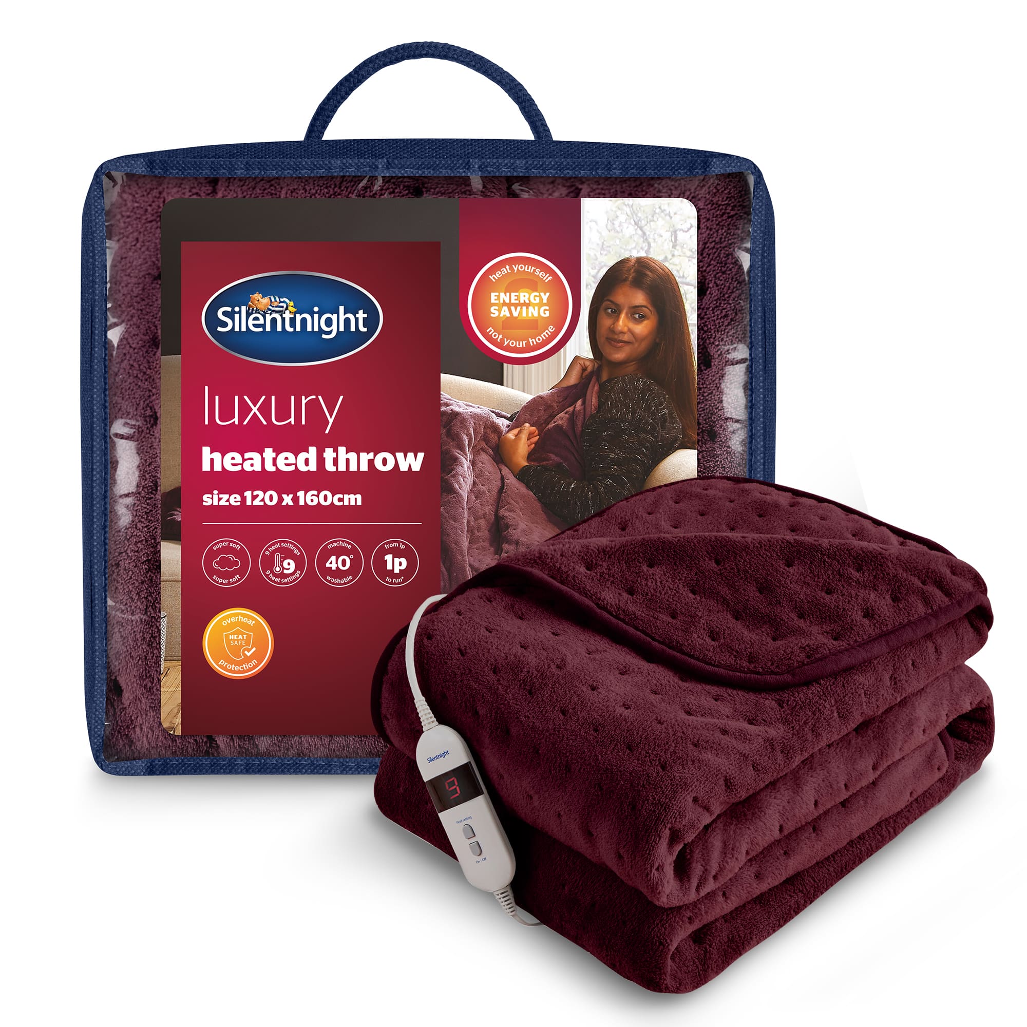 Silentnight Luxury Heated Throw - Berry-image-599085GE