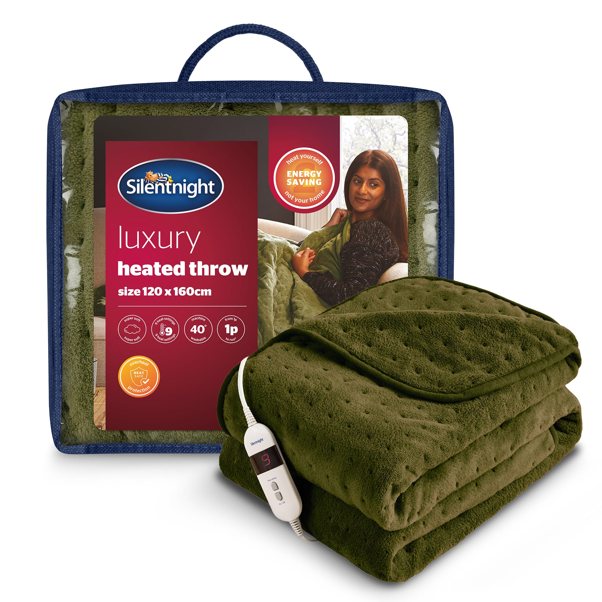 Silentnight Luxury Heated Throw - Olive-image-599078GE