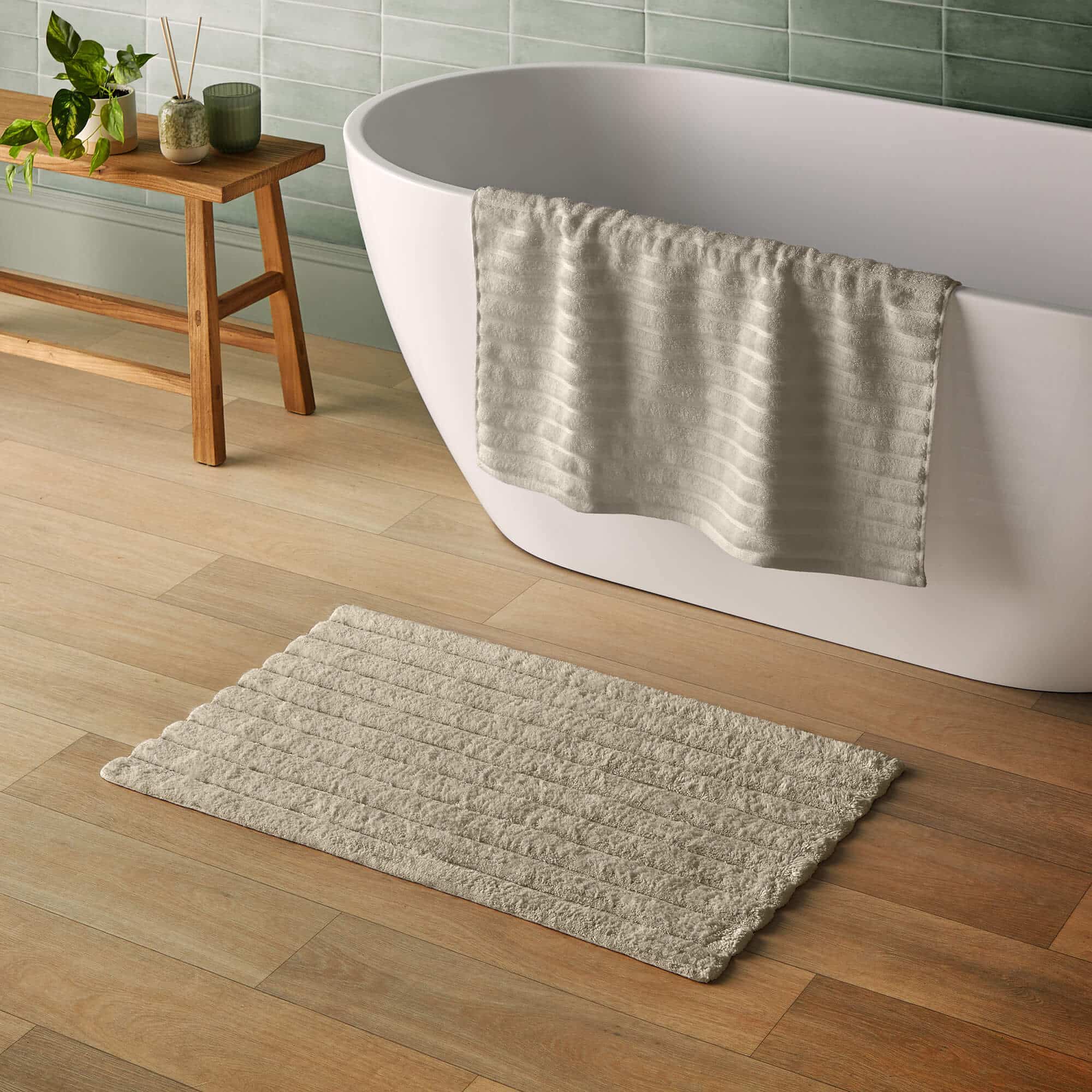 Silentnight Ribbed Cotton Bathmat - Natural-image-589277GE