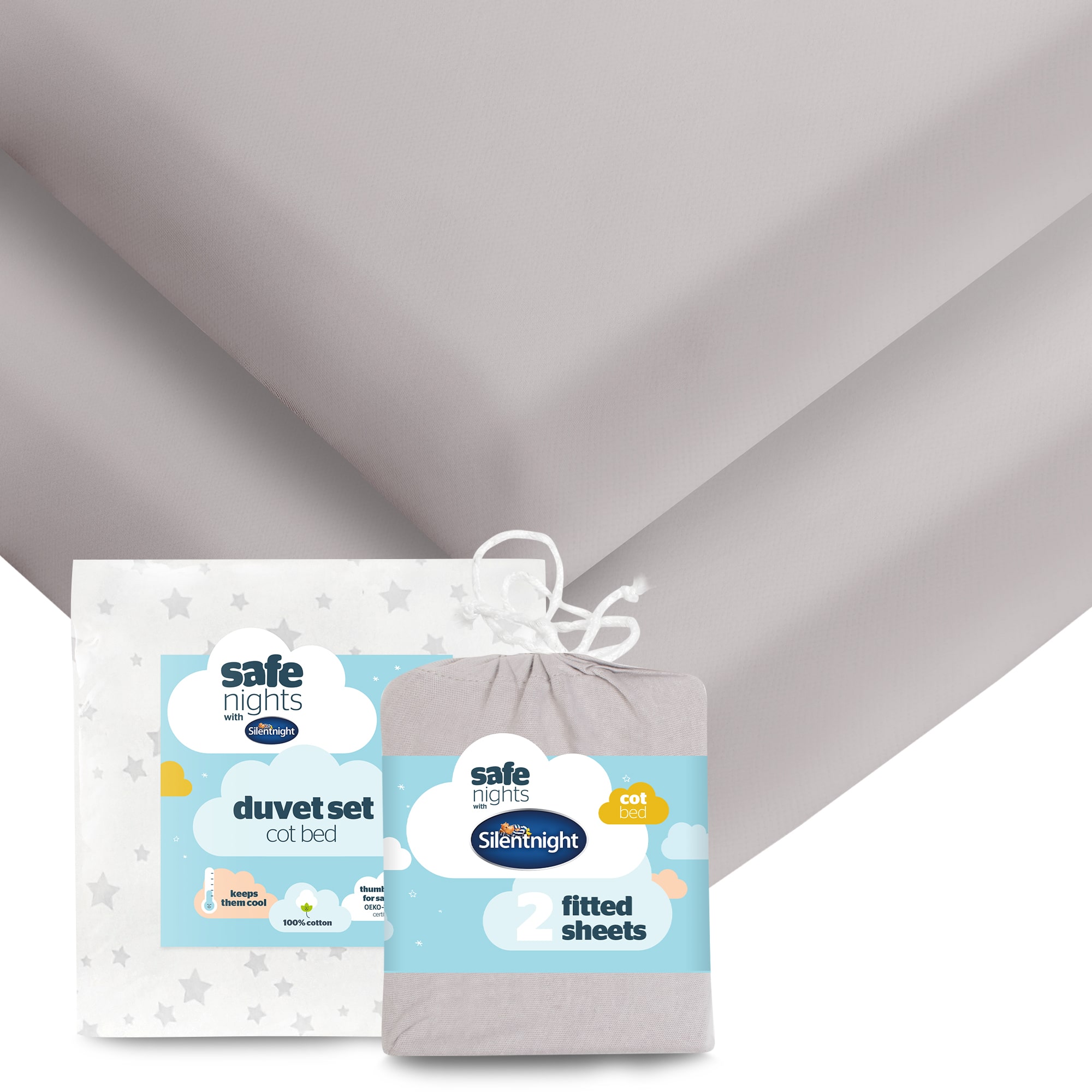 Silentnight Safe Nights Duvet Set &amp; Fitted Sheet Bundle - Cot Bed-image-2800017621