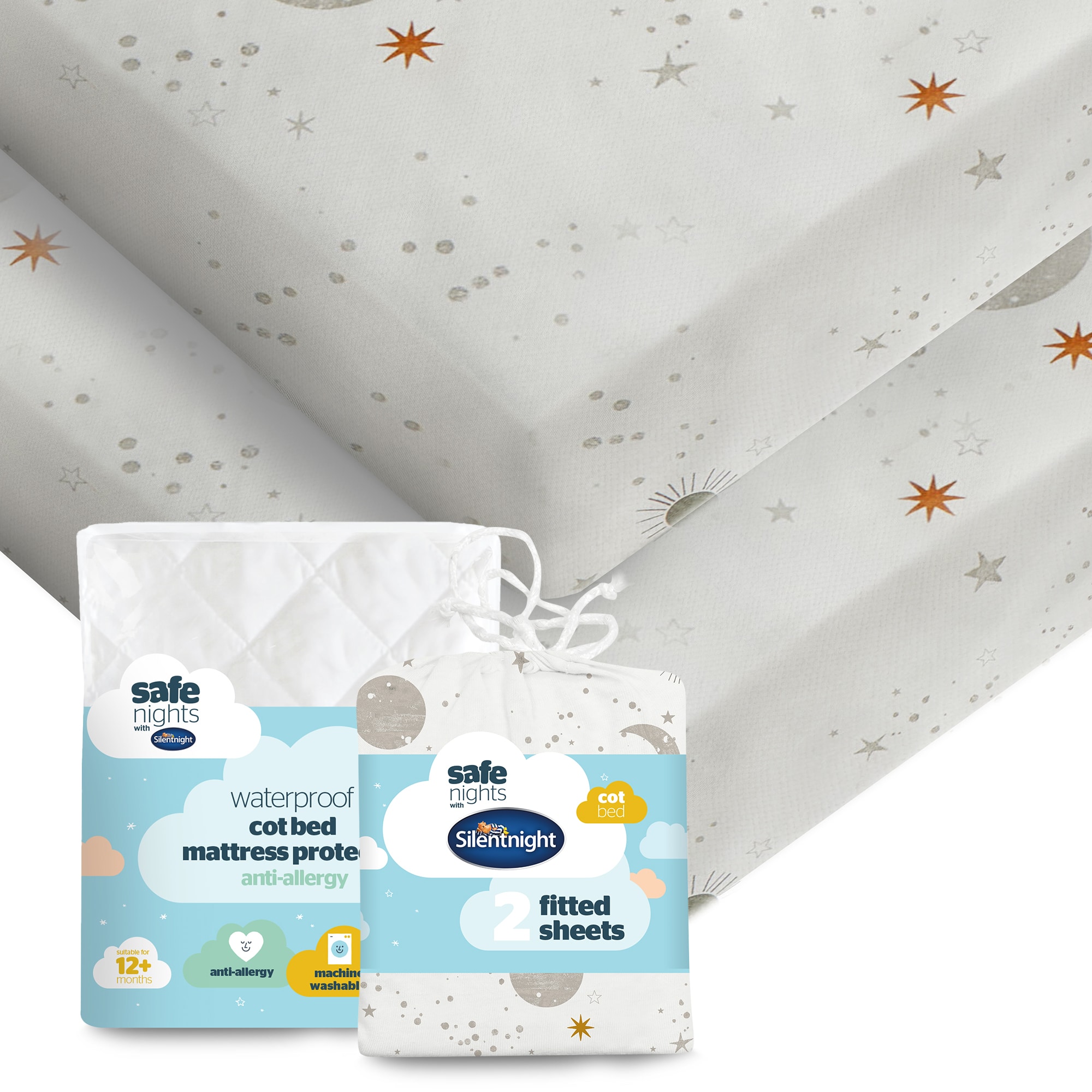Silentnight Safe Nights Fitted Sheet &amp; Waterproof Mat Pro Bundle - Cot Bed-image-2800017623