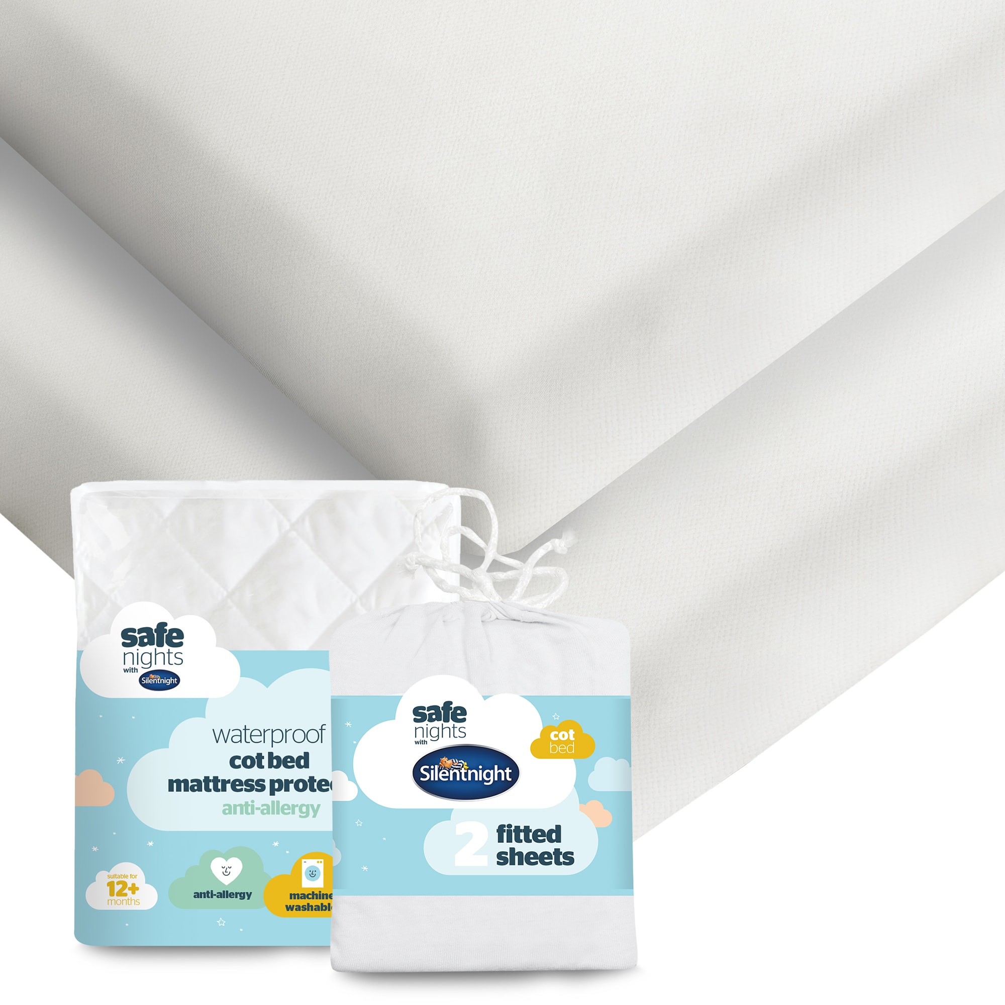 Silentnight Safe Nights Fitted Sheet &amp; Waterproof Mat Pro Bundle - Cot Bed-image-2800017625