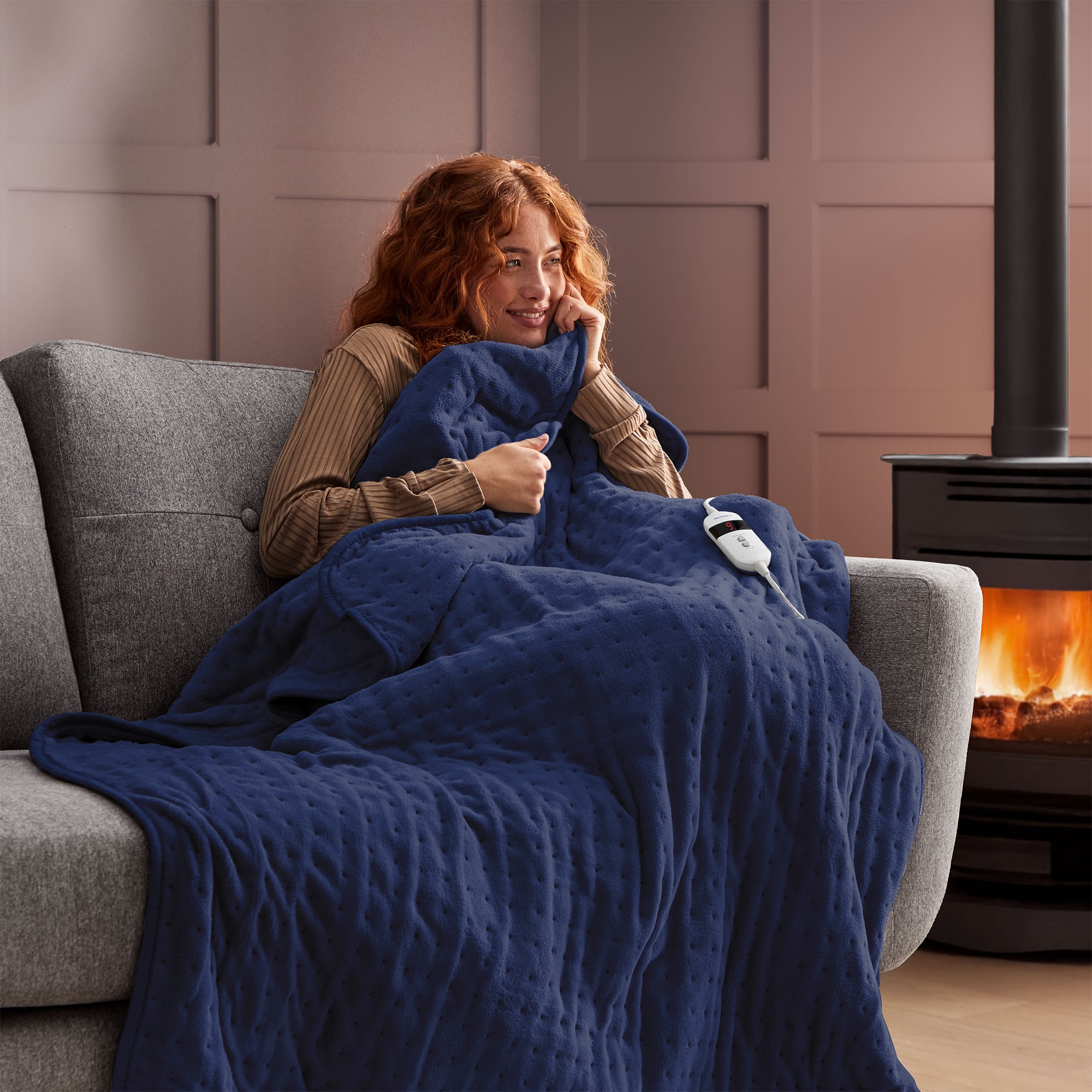 Silentnight Luxury Heated Throw - Navy-image-573474GE