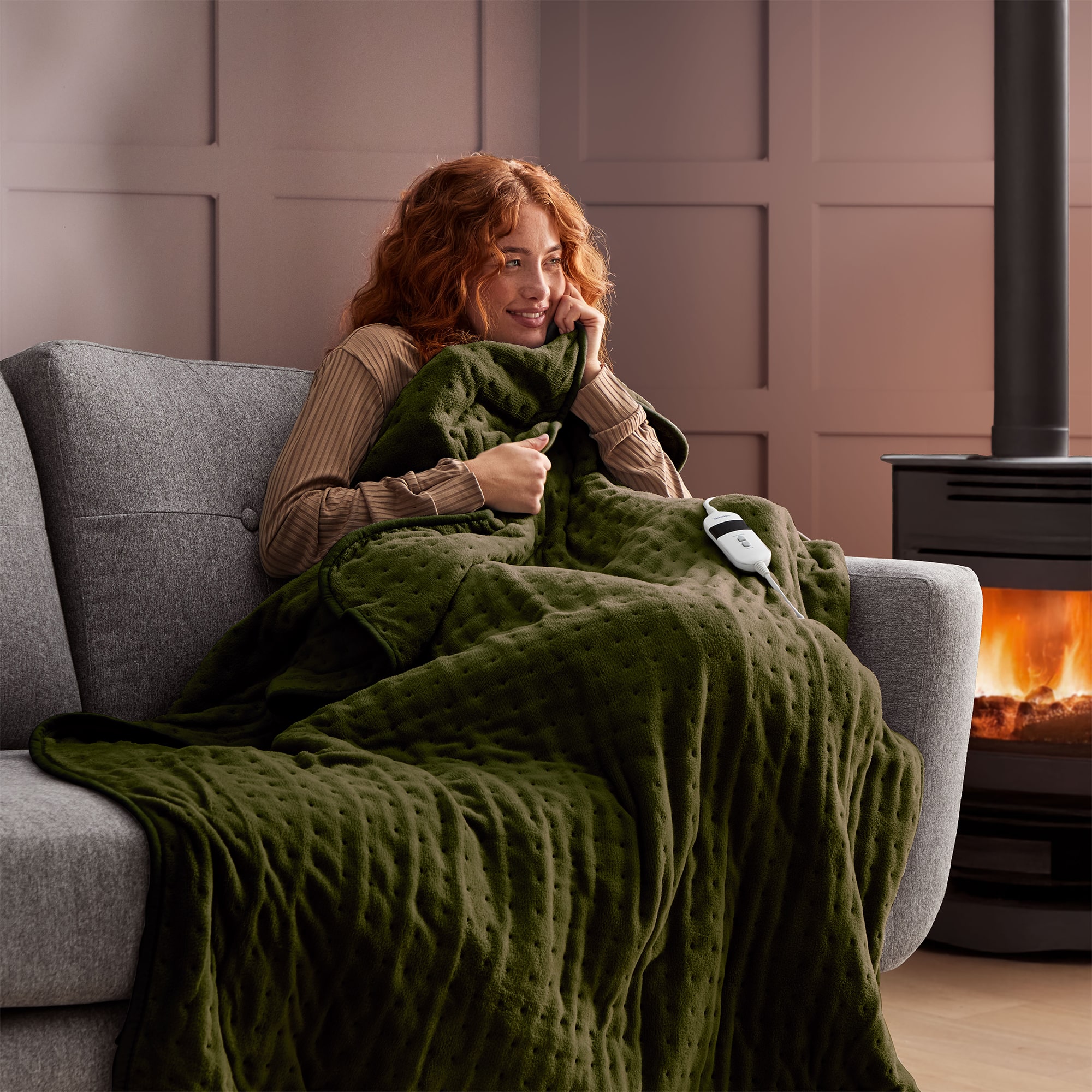 Silentnight Luxury Heated Throw - Olive-image-599078GE