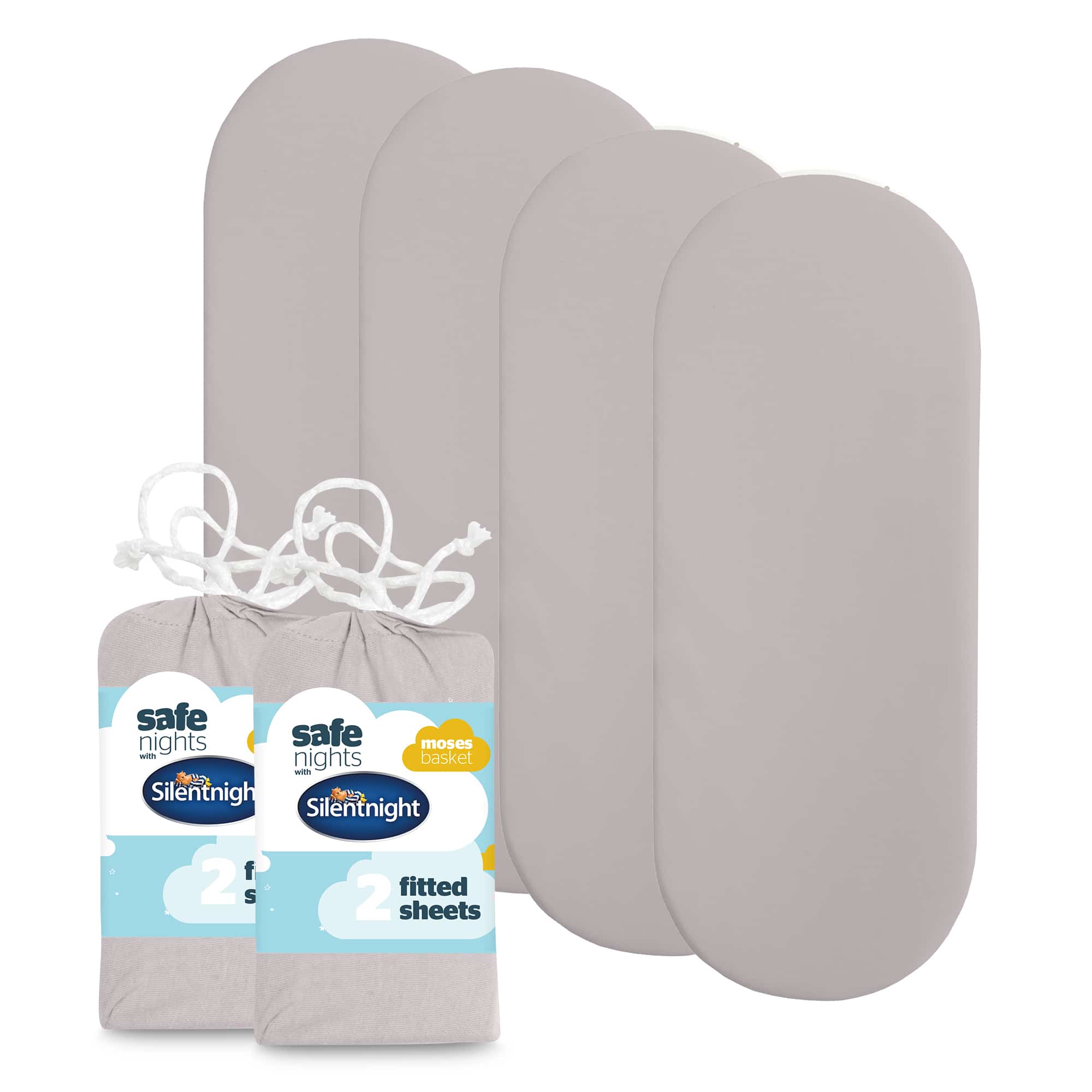 Silentnight Safe Nights Moses Basket Fitted Sheets Bundle - Pack of 4-image-2800017618