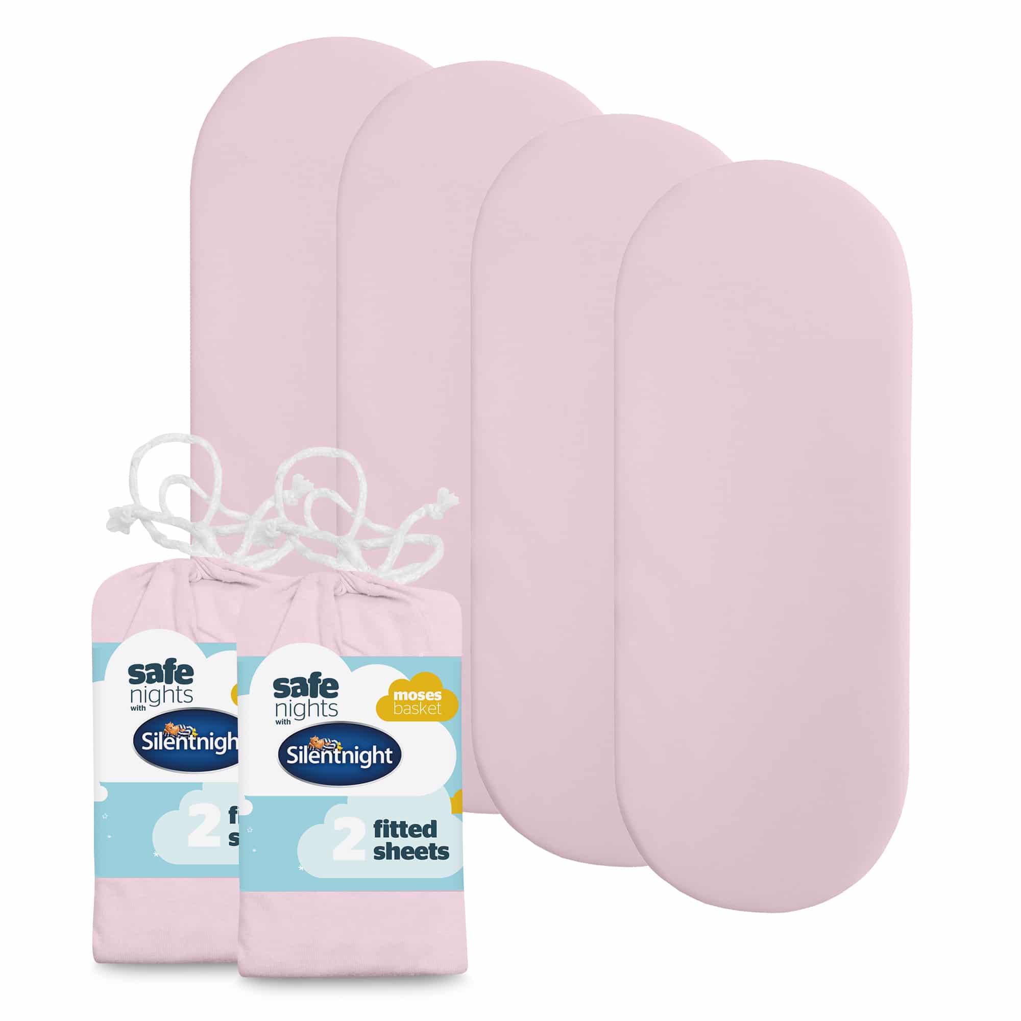 Silentnight Safe Nights Moses Basket Fitted Sheets Bundle - Pack of 4-image-2800017619