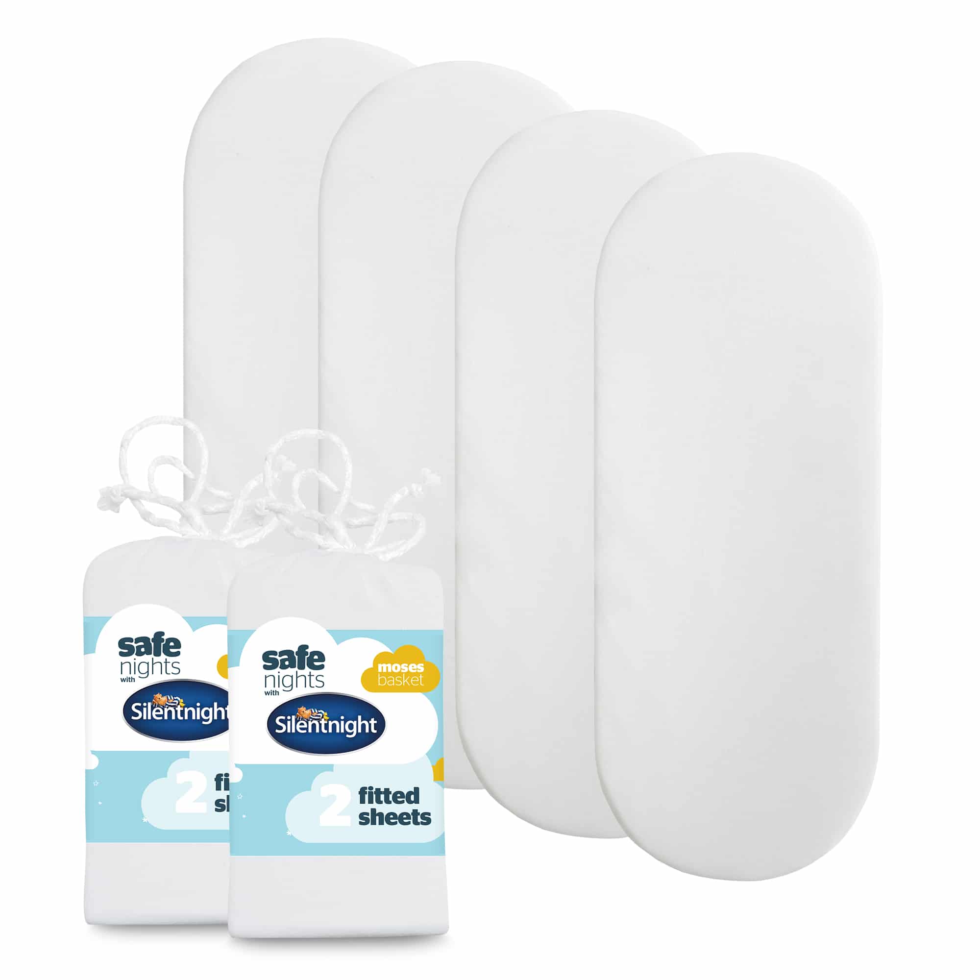 Silentnight Safe Nights Moses Basket Fitted Sheets Bundle - Pack of 4-image-2800017617
