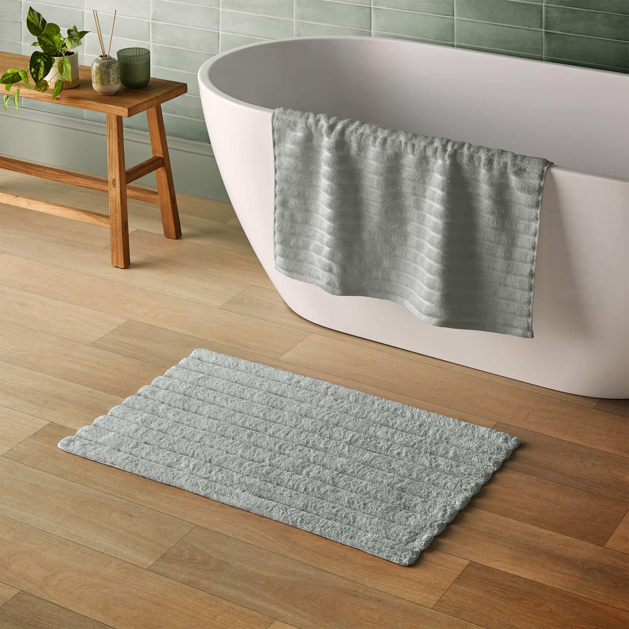 Silentnight Ribbed Cotton Bathmat - Grey-image-589284GE