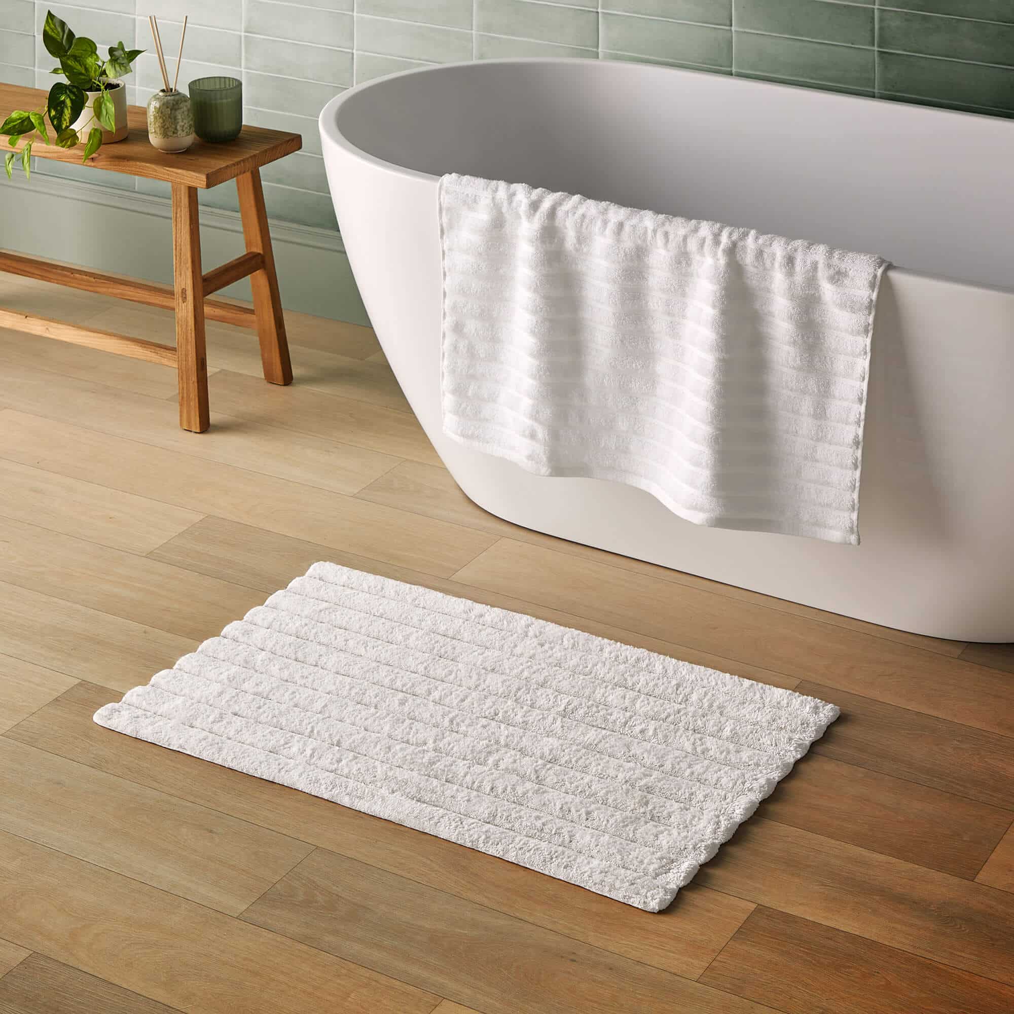 Silentnight Ribbed Cotton Bathmat - White-image-589260GE