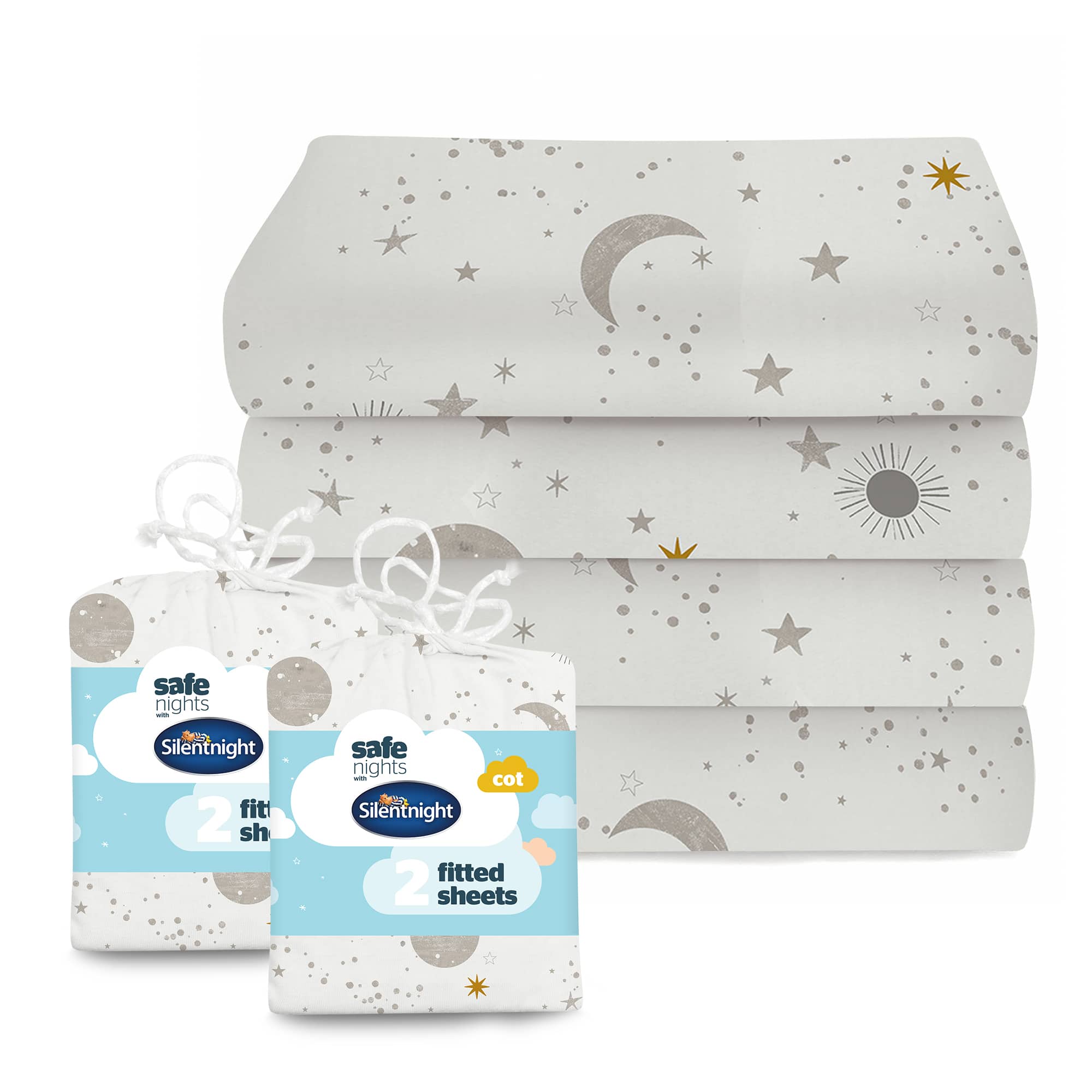 Silentnight Safe Nights Cot Fitted Sheets Bundle - Pack of 4-image-2800017601