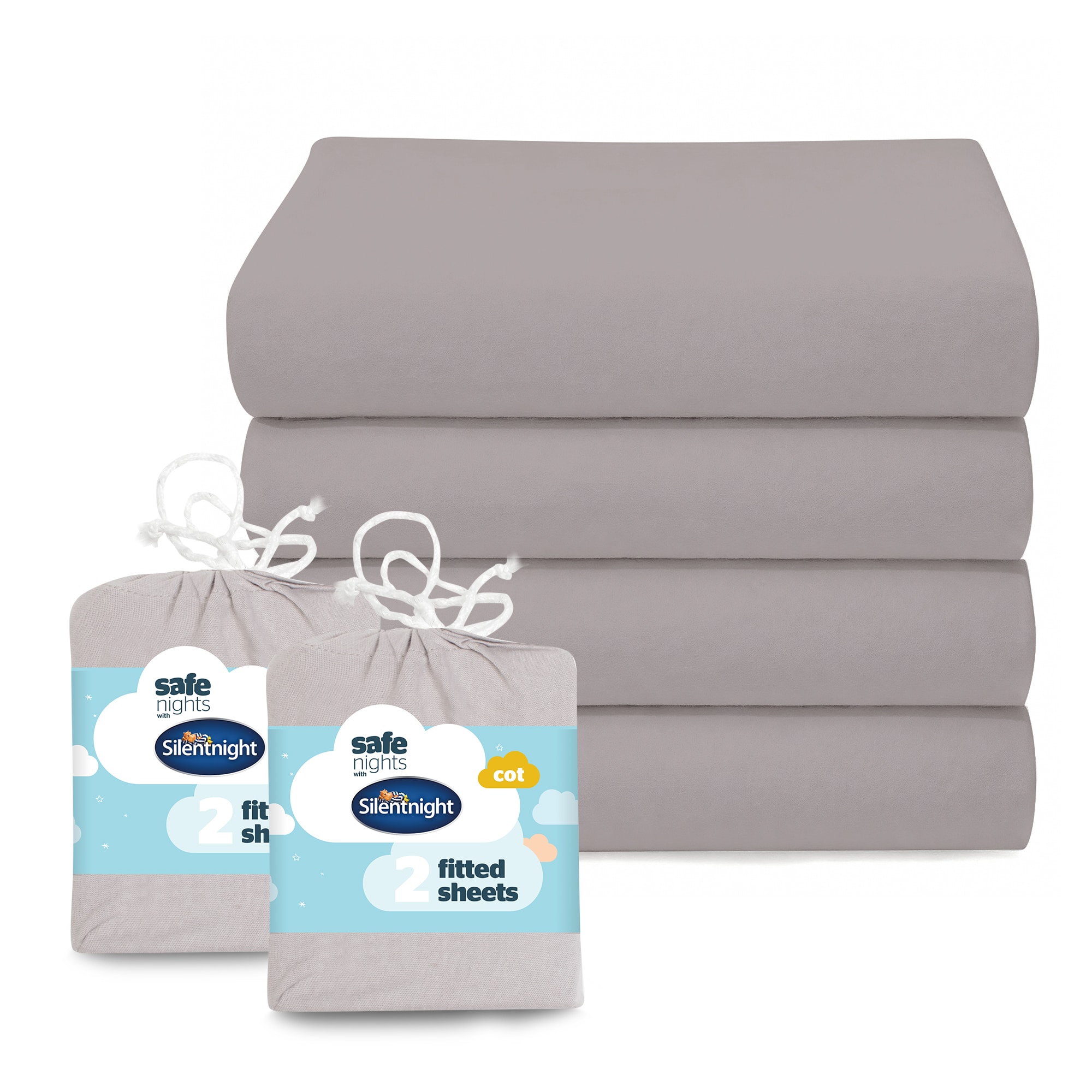 Silentnight Safe Nights Cot Fitted Sheets Bundle - Pack of 4-image-2800017606