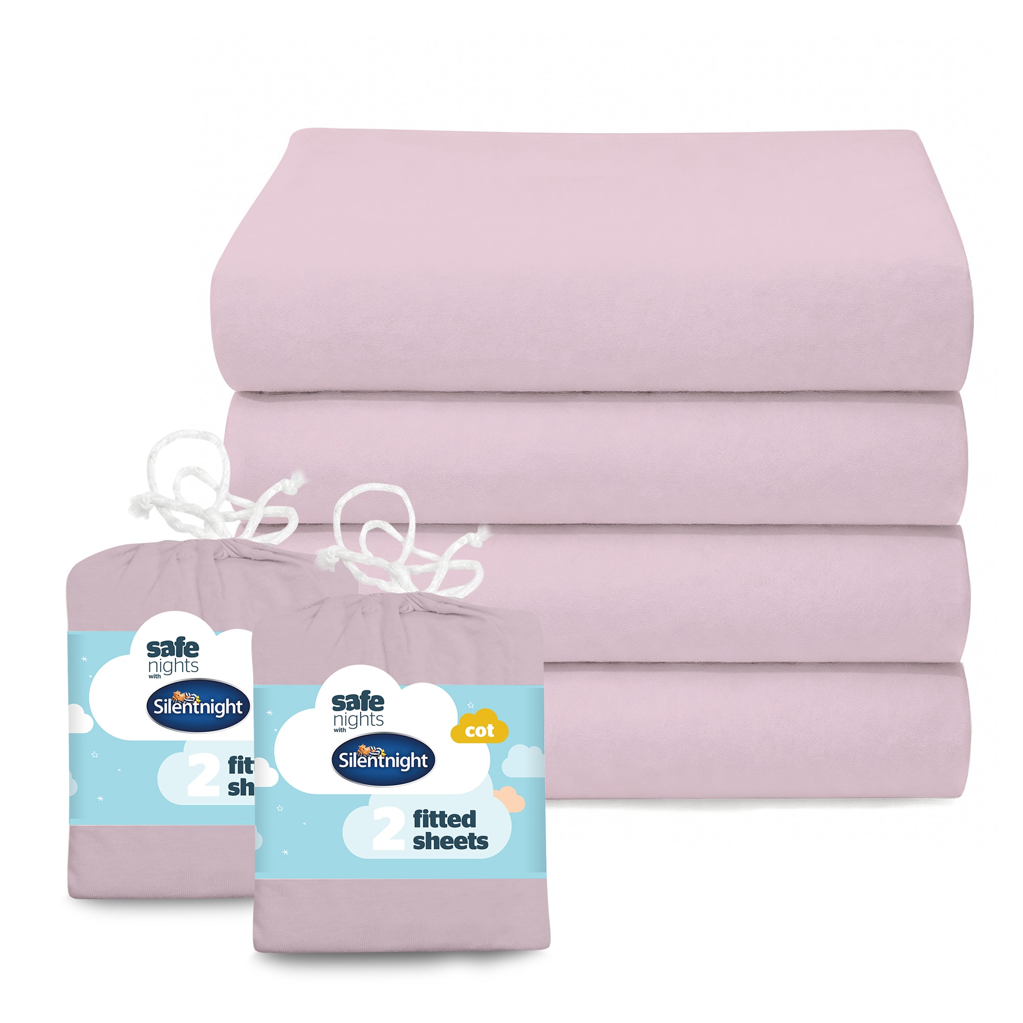 Silentnight Safe Nights Cot Fitted Sheets Bundle - Pack of 4-image-2800017608
