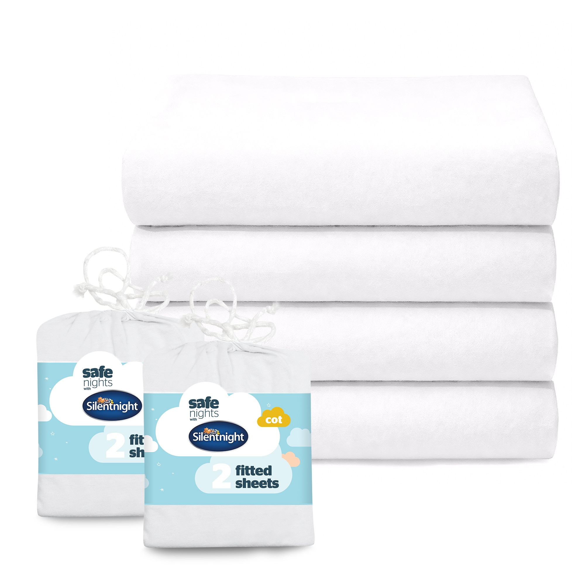 Silentnight Safe Nights Cot Fitted Sheets Bundle - Pack of 4-image-2800017607