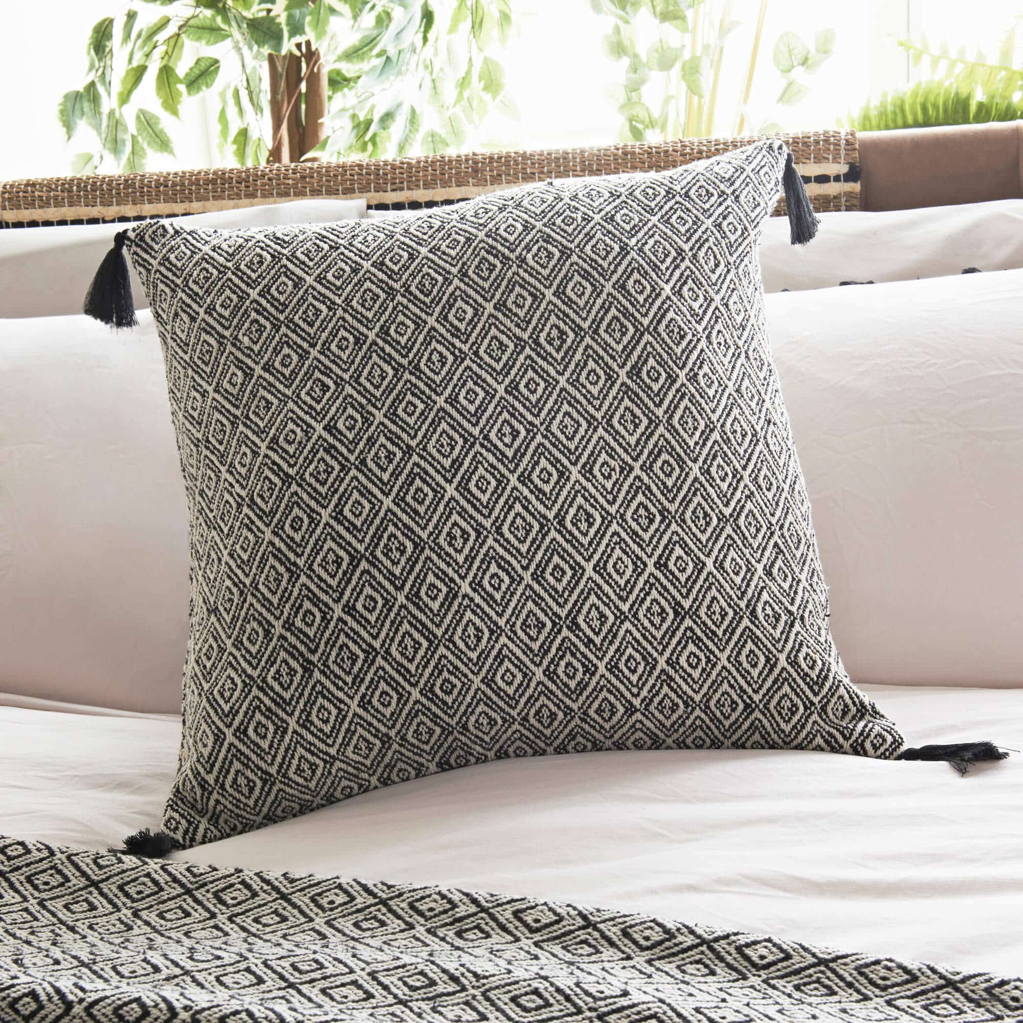 Cosmo Living by Cosmopolitan Geometric Print Tassel Cushion-image-542821GE