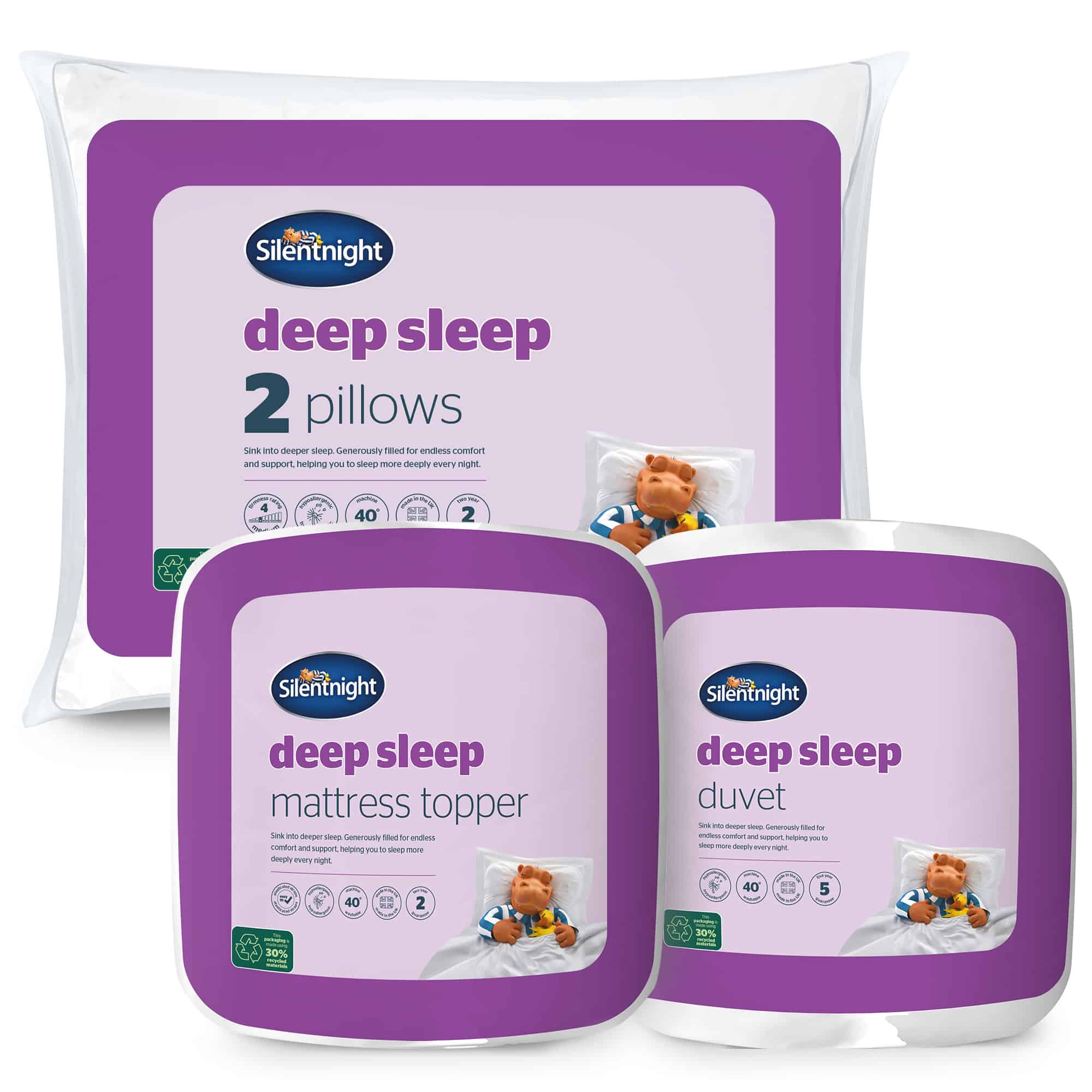 Silentnight Deep Sleep Bed Bundle - x2 Pillows, 10.5 Tog Duvet &amp; Mattress Topper-image-990115003