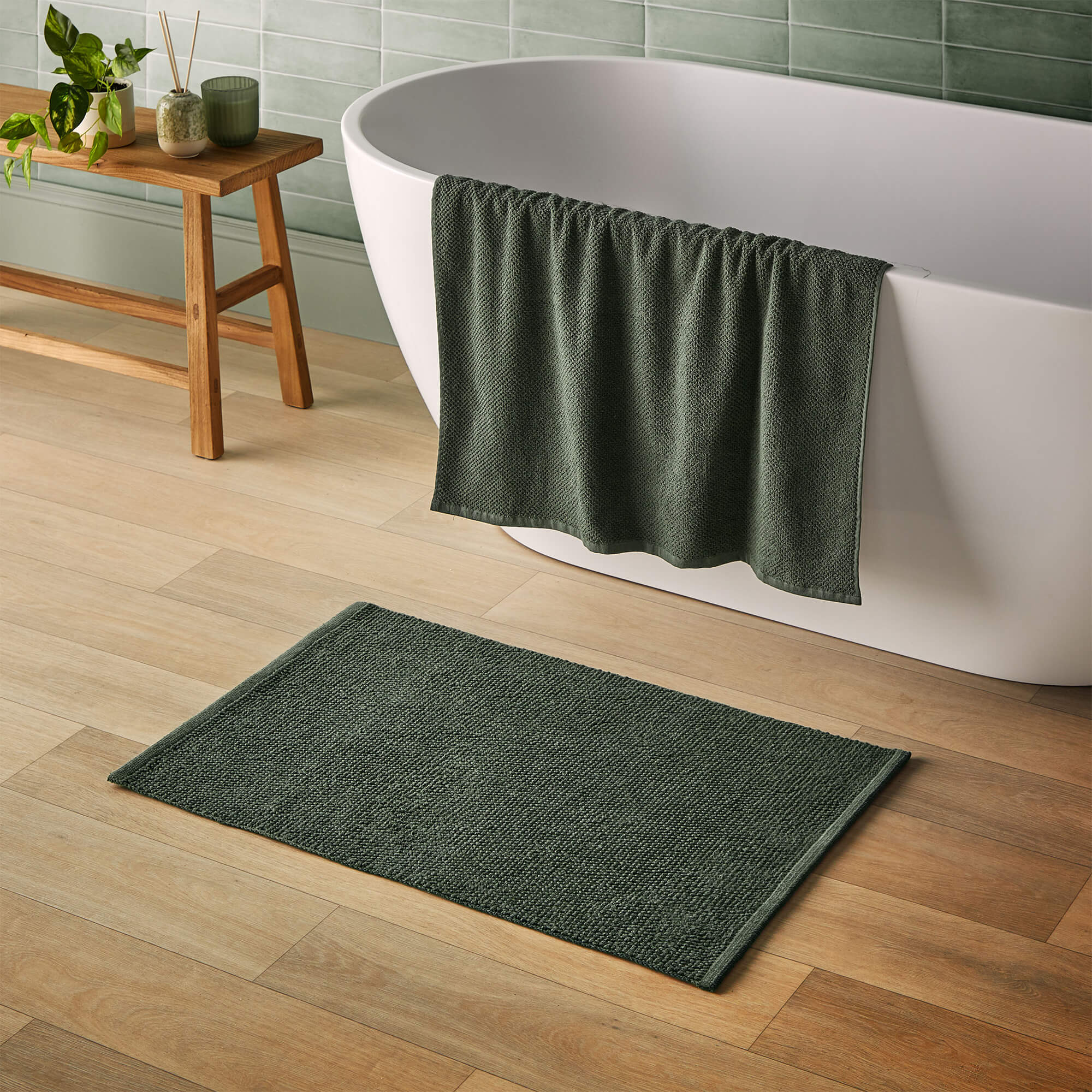 Silentnight Textured Knot Bathmat - Green-image-589468GE