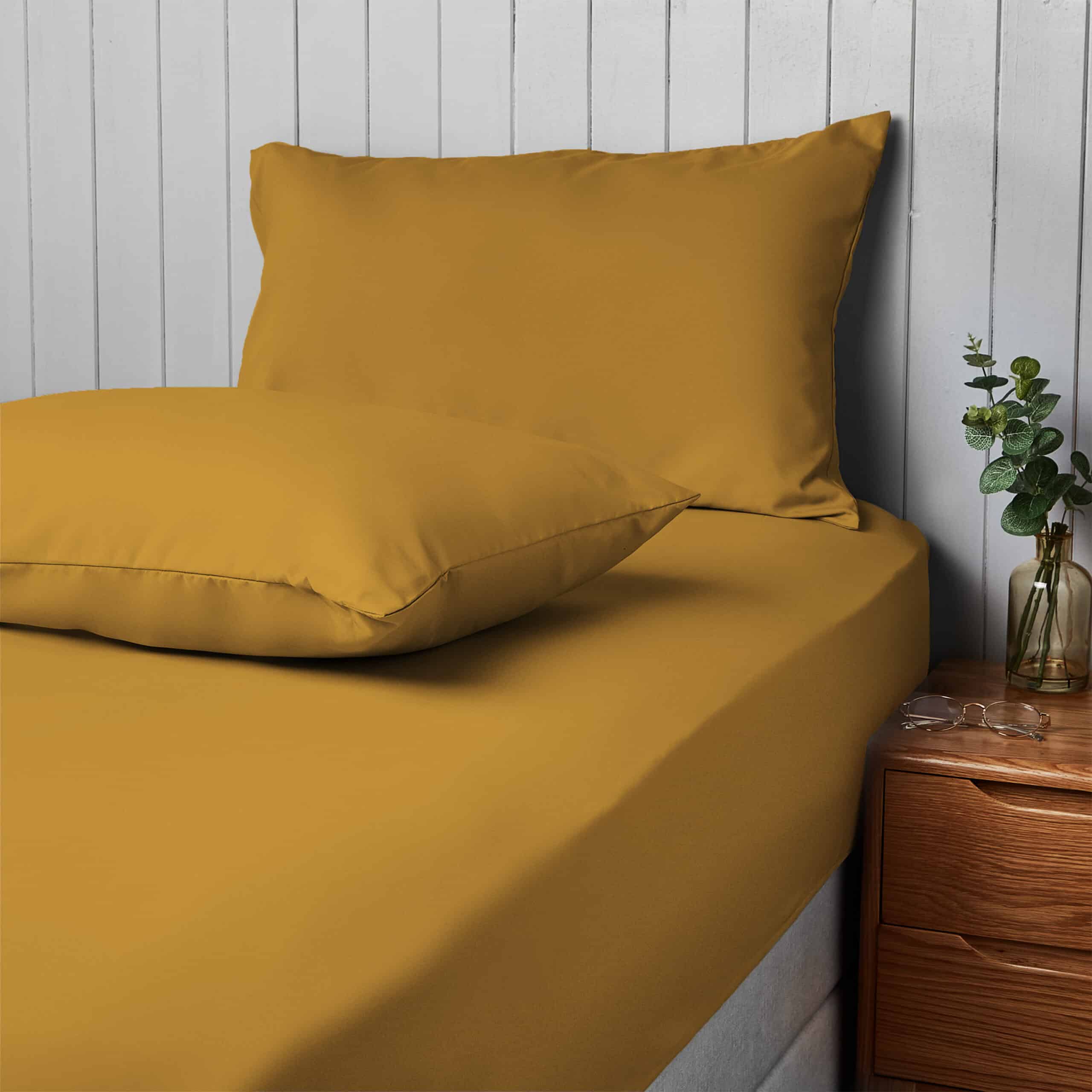 Silentnight Supersoft Fitted Sheet &amp; Pillowcase - Ochre-image-1401417210